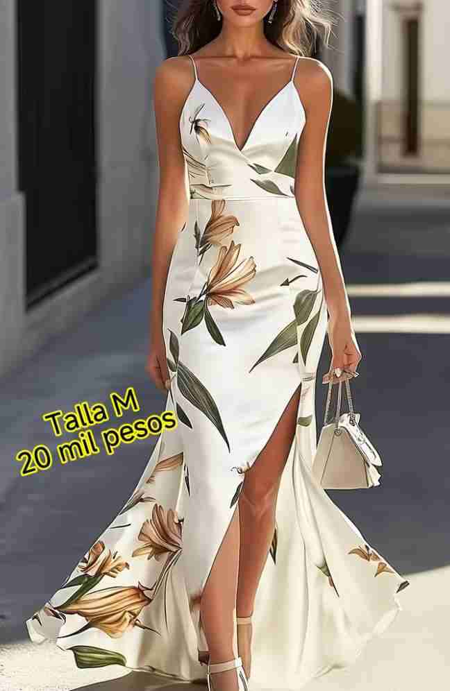 Vestido largo floral blanco