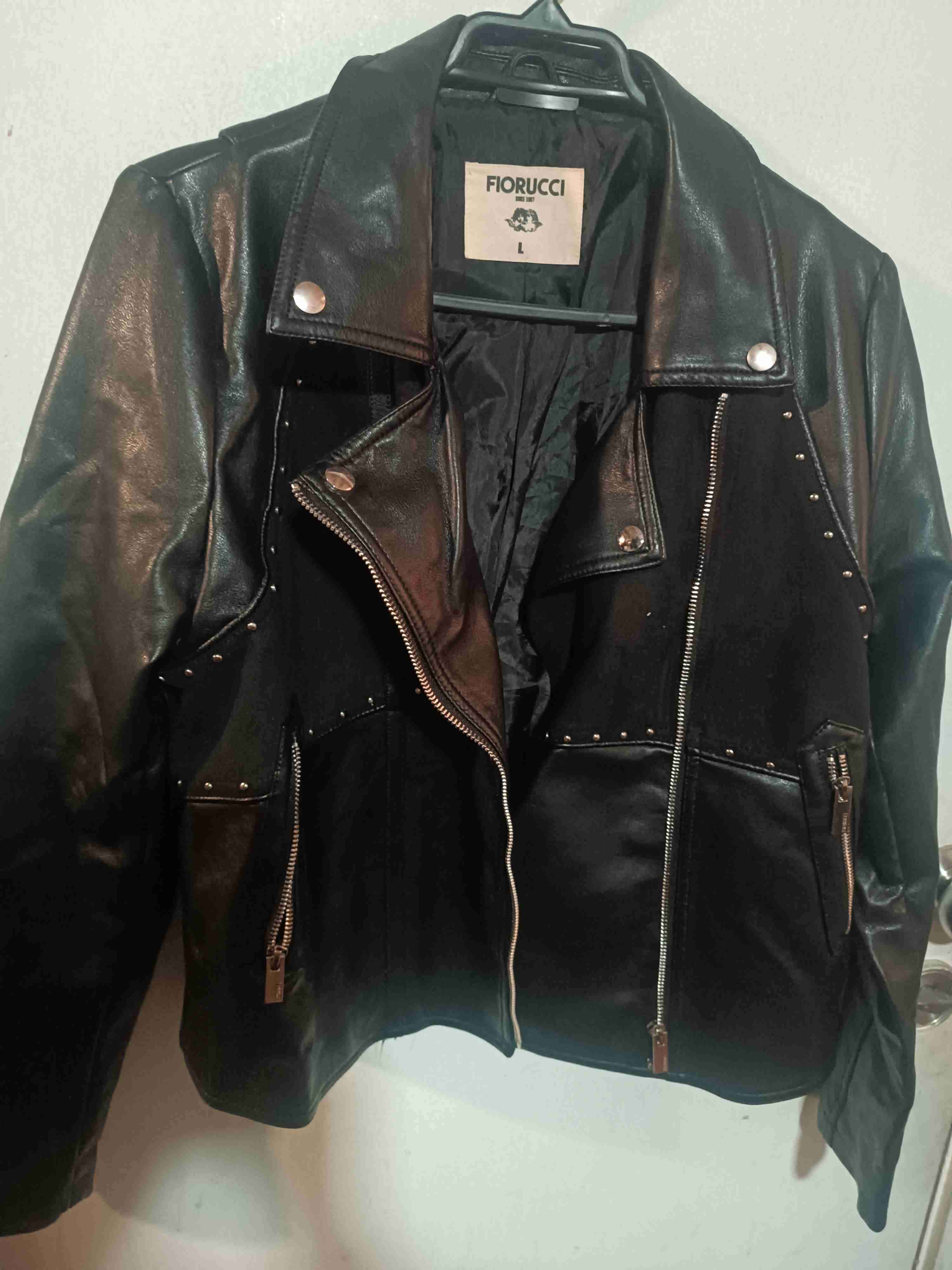 Chaqueta negra de cuero Fiorucci - miniatura 1