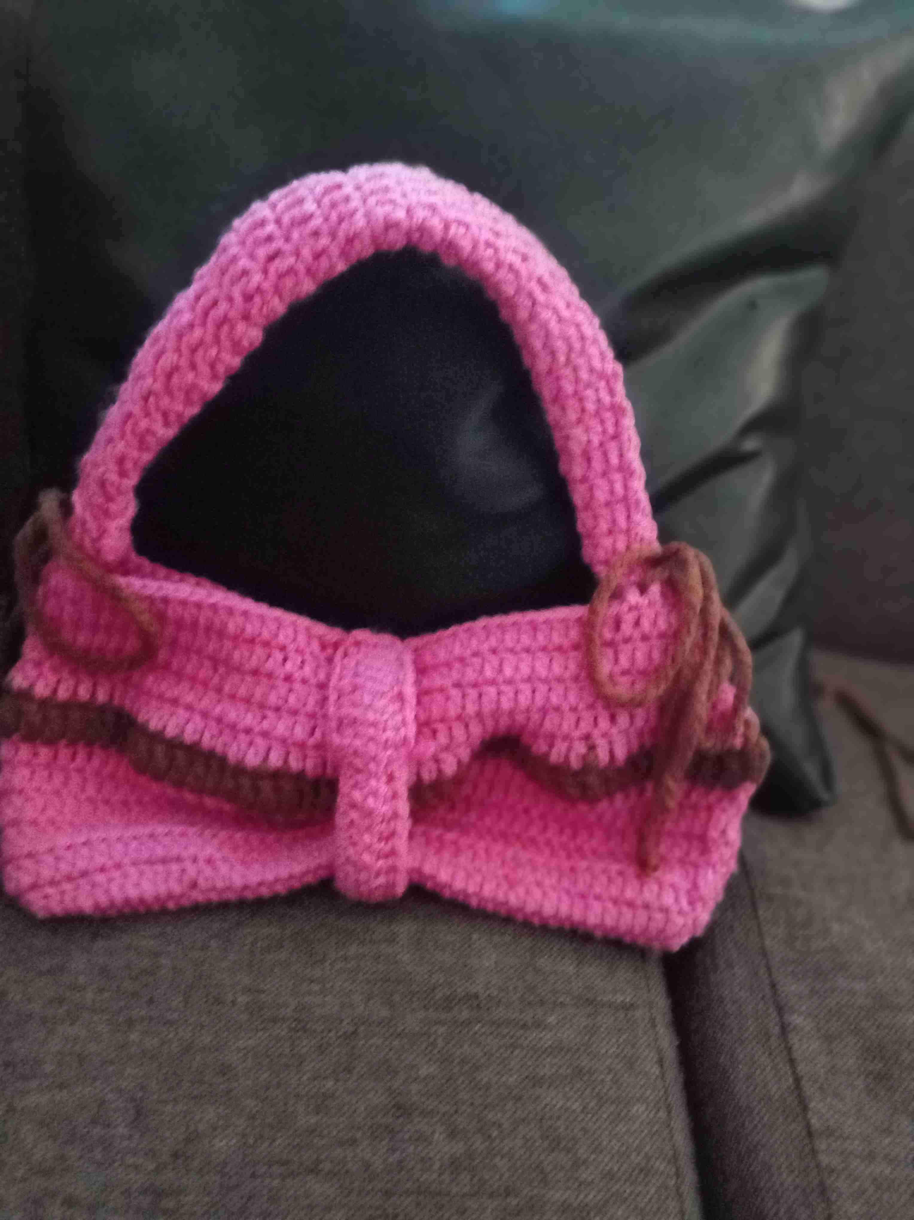 Cartera tejida a crochet rosa - miniatura 3