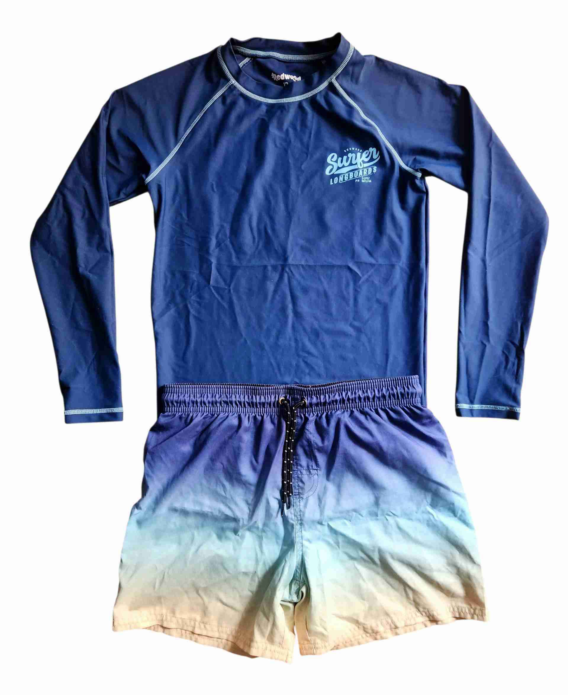 Traje de baño con polera azul talla 12