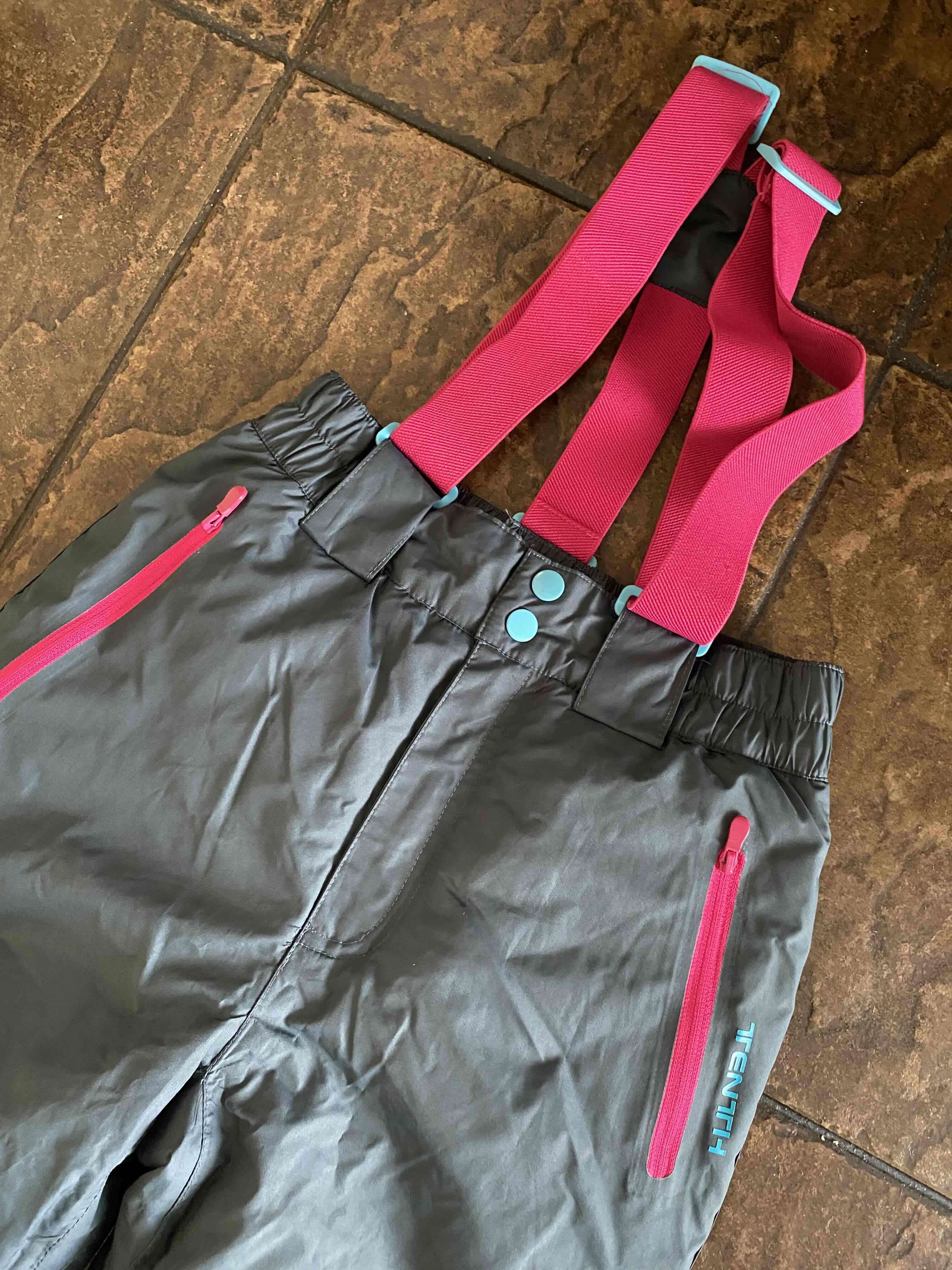 Pantalones de nieve grises con tirantes - miniatura 1