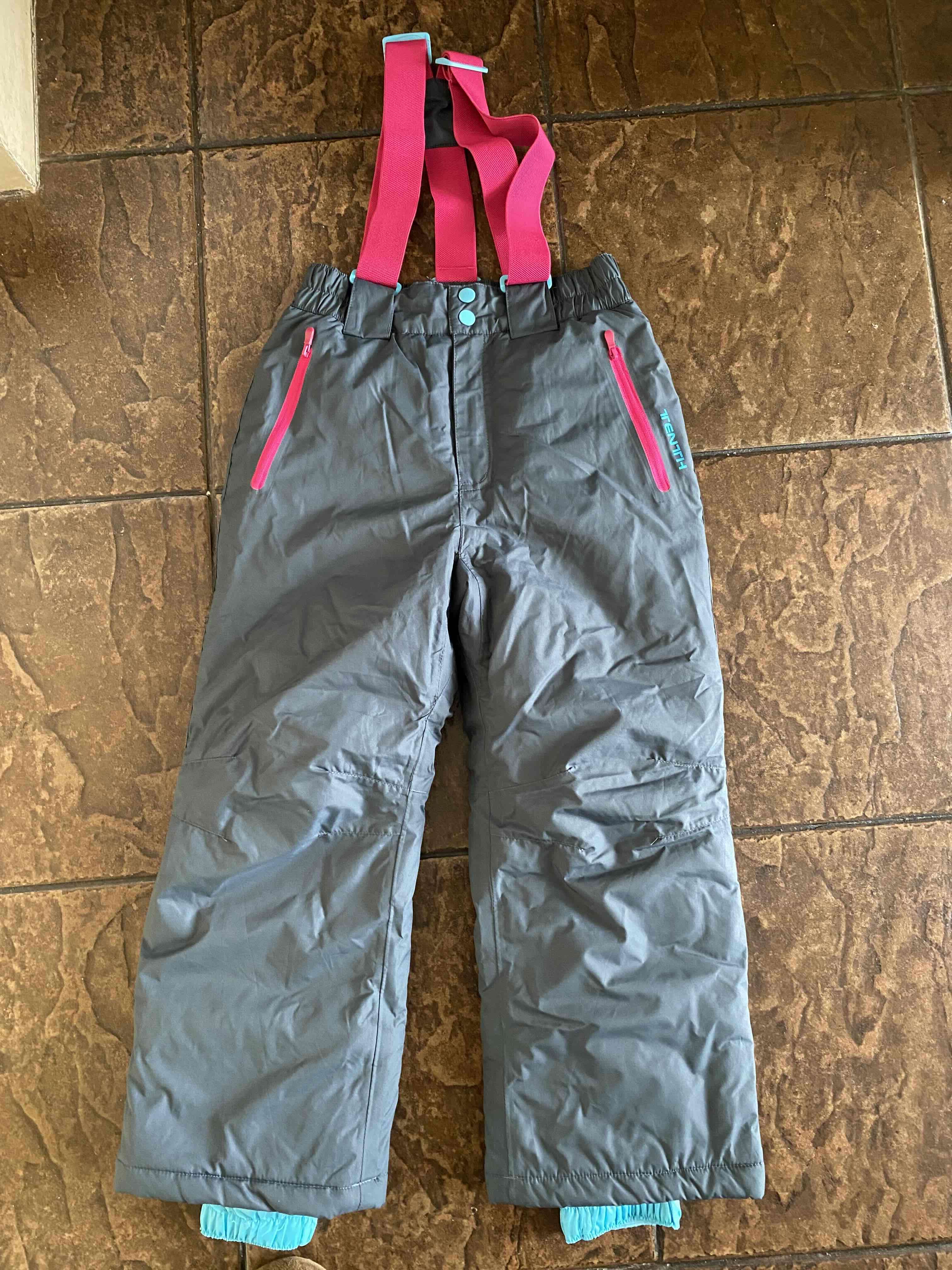 Pantalones de nieve grises con tirantes - miniatura 2