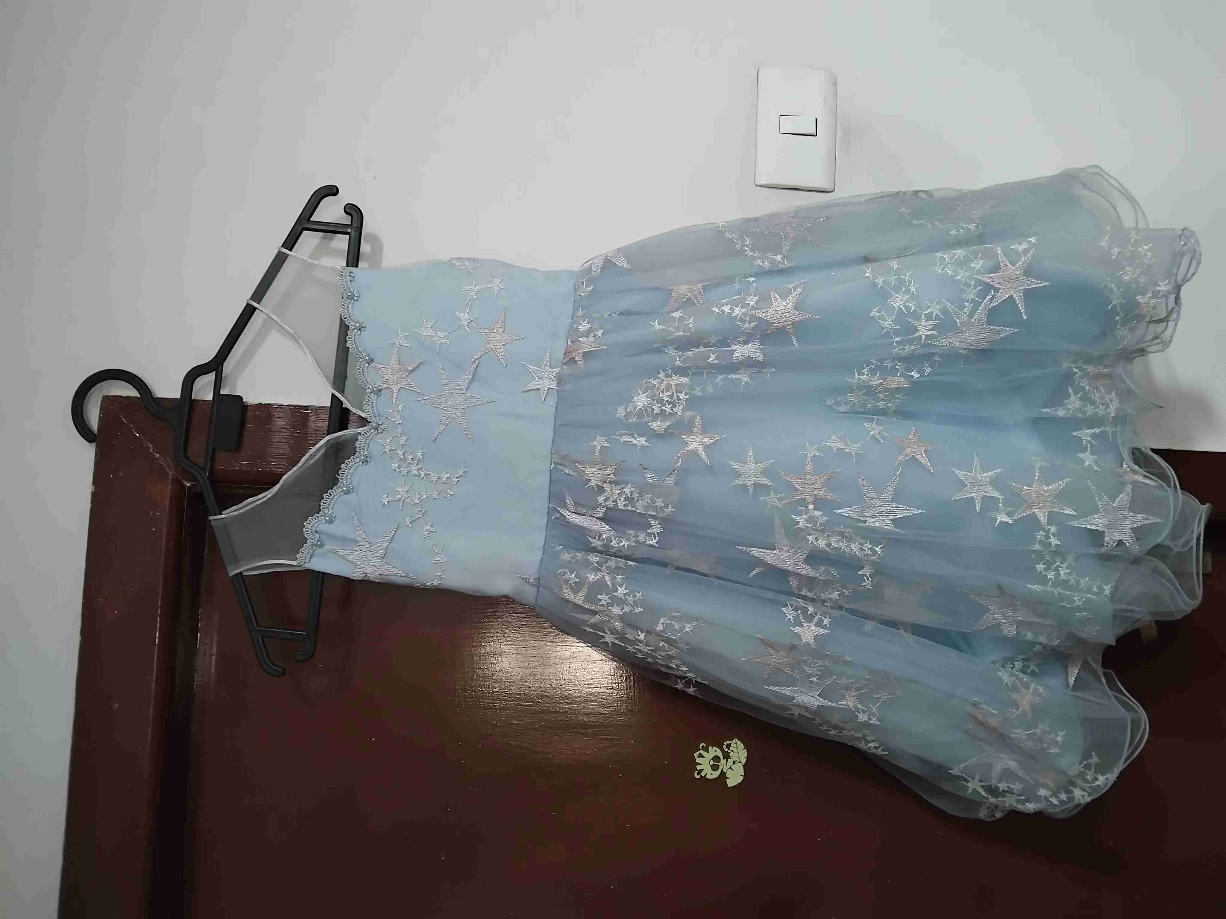 Vestido infantil celeste con estrellas - miniatura 1
