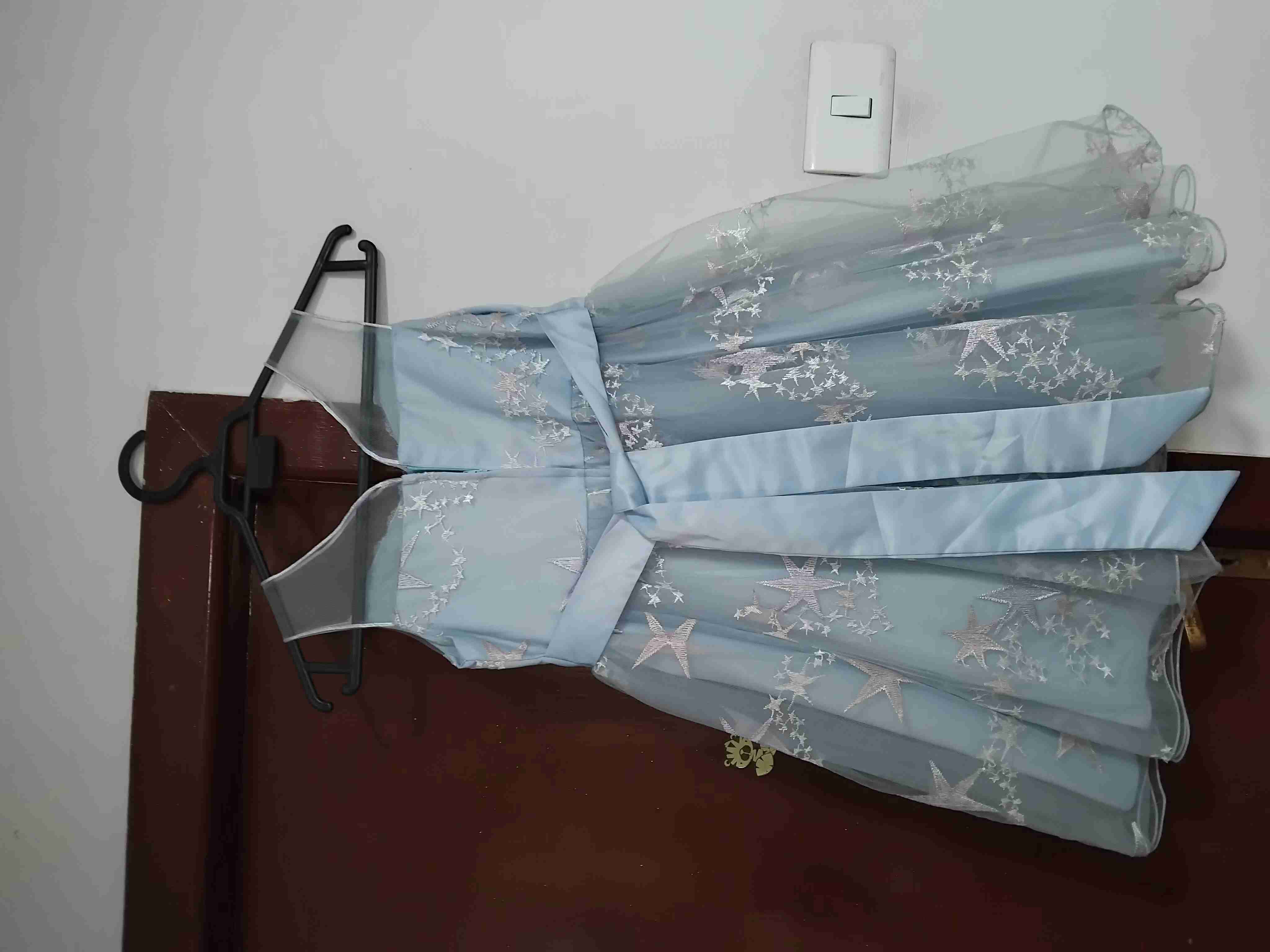 Vestido infantil celeste con estrellas - miniatura 2