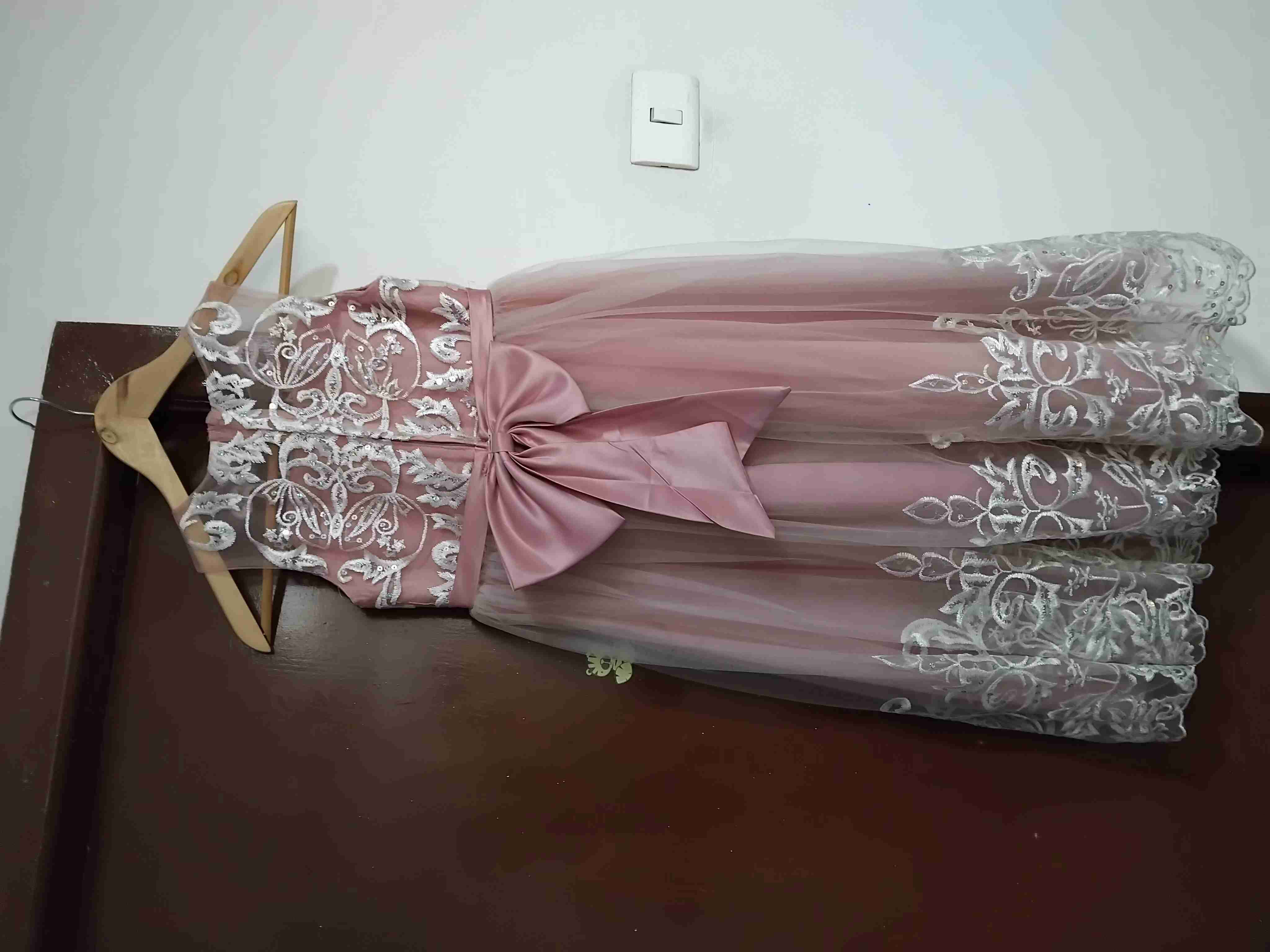 Vestido de fiesta infantil rosado - miniatura 2