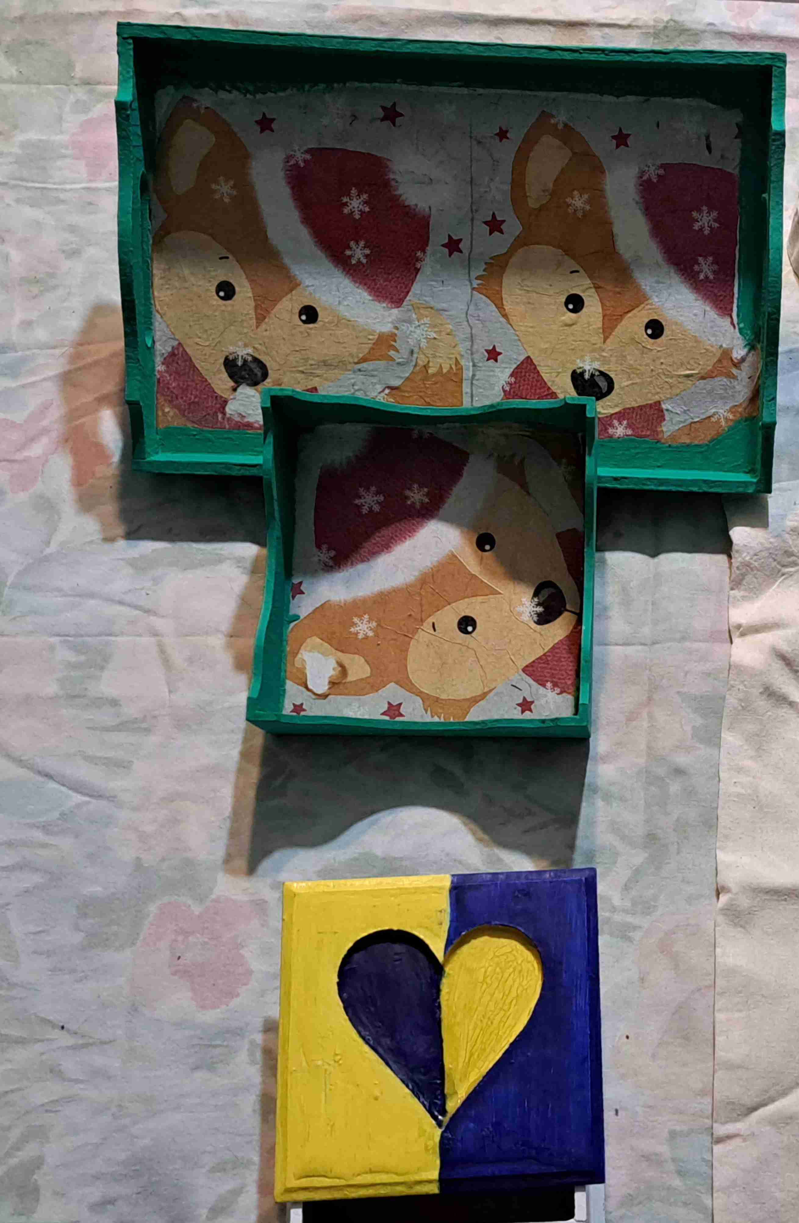 Set de bandeja pan y Servilletero + Caja pequeña.