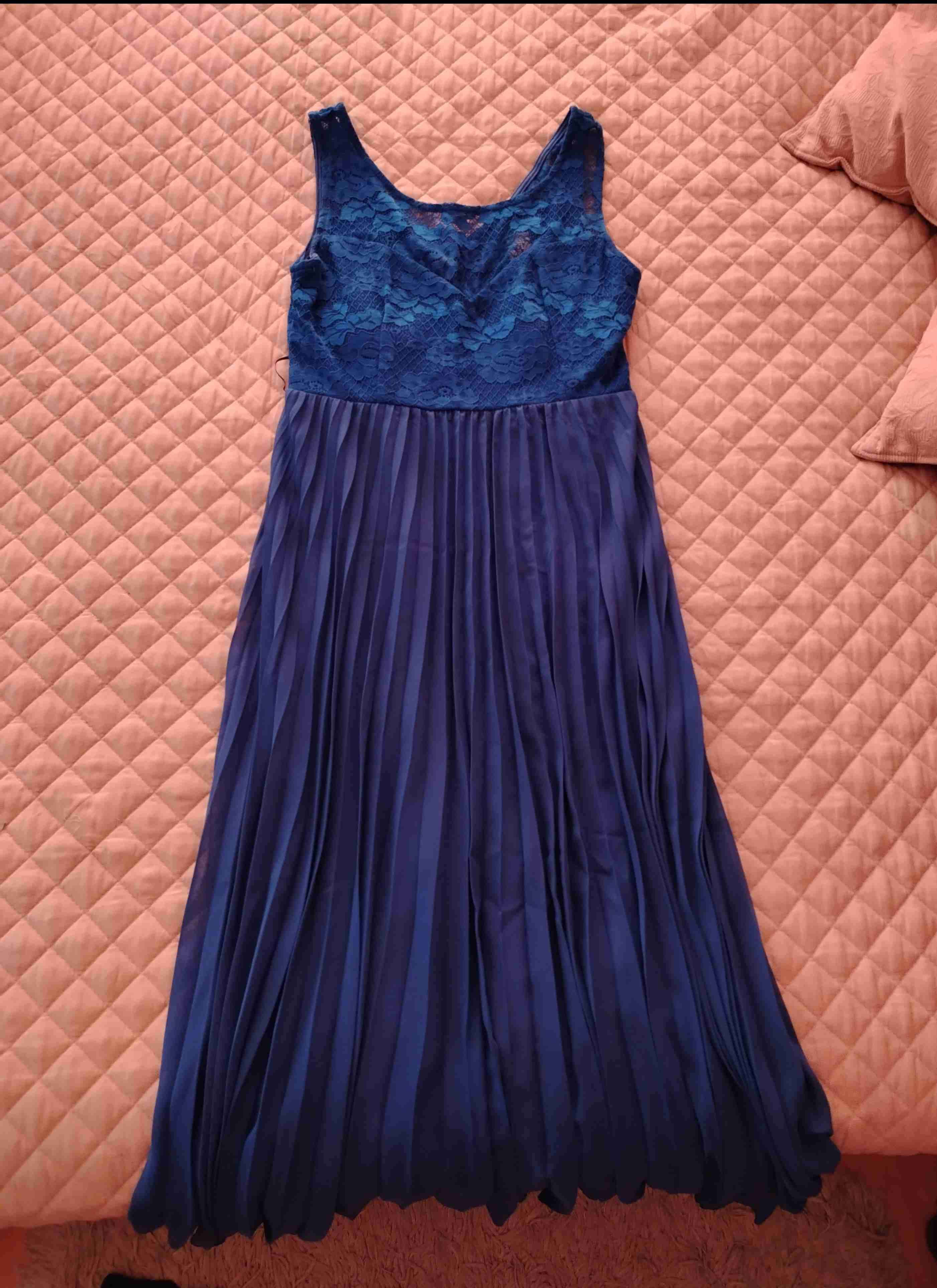 Vestido azul largo encaje - miniatura 1