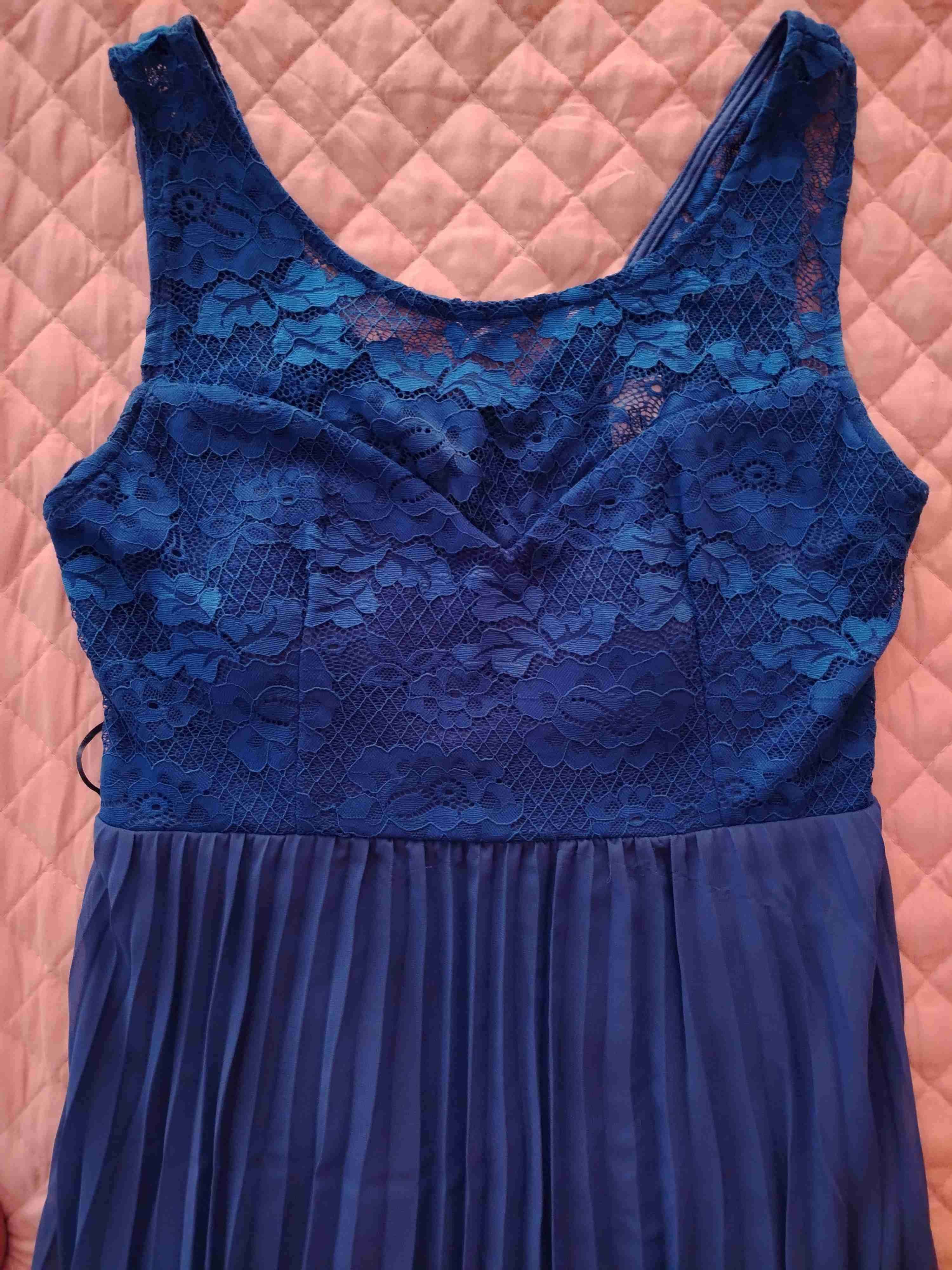 Vestido azul largo encaje - miniatura 2