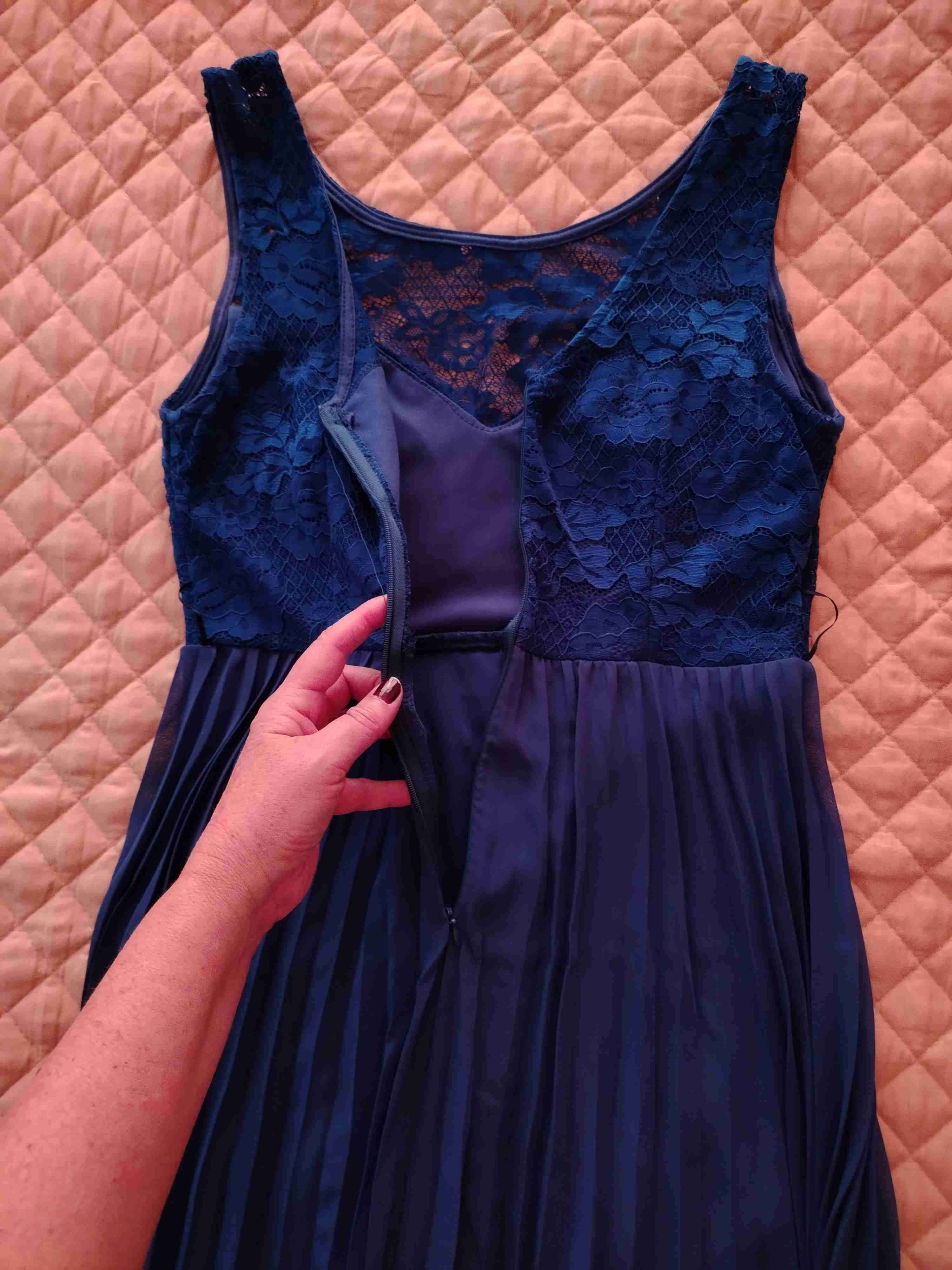 Vestido azul largo encaje - miniatura 3