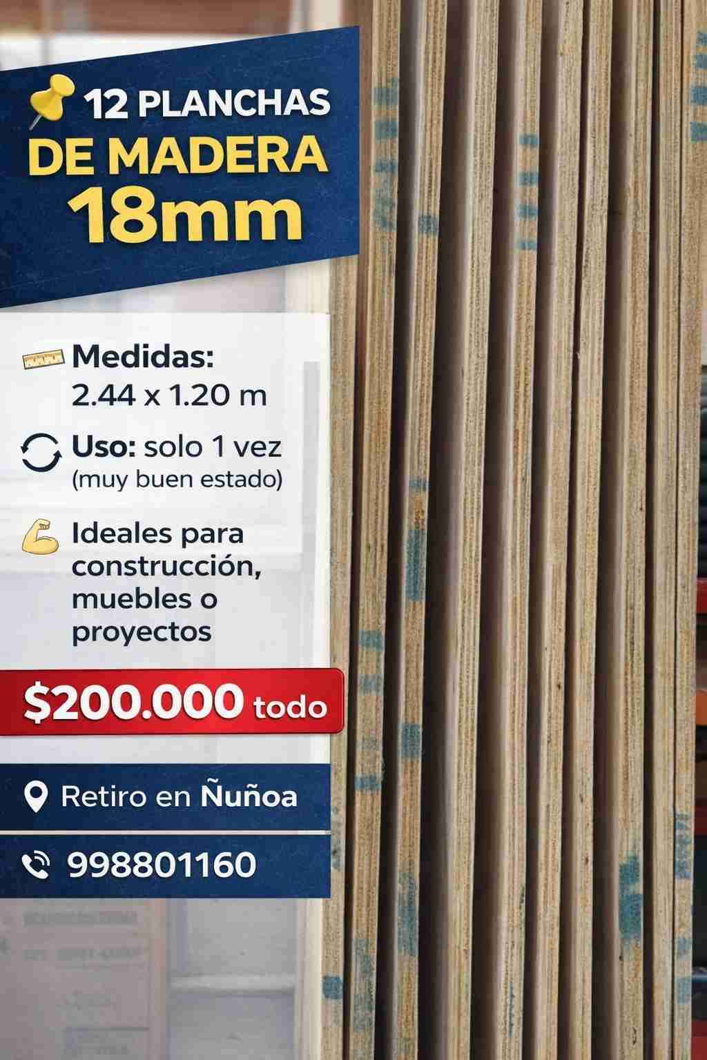 Plancha de madera 18mm