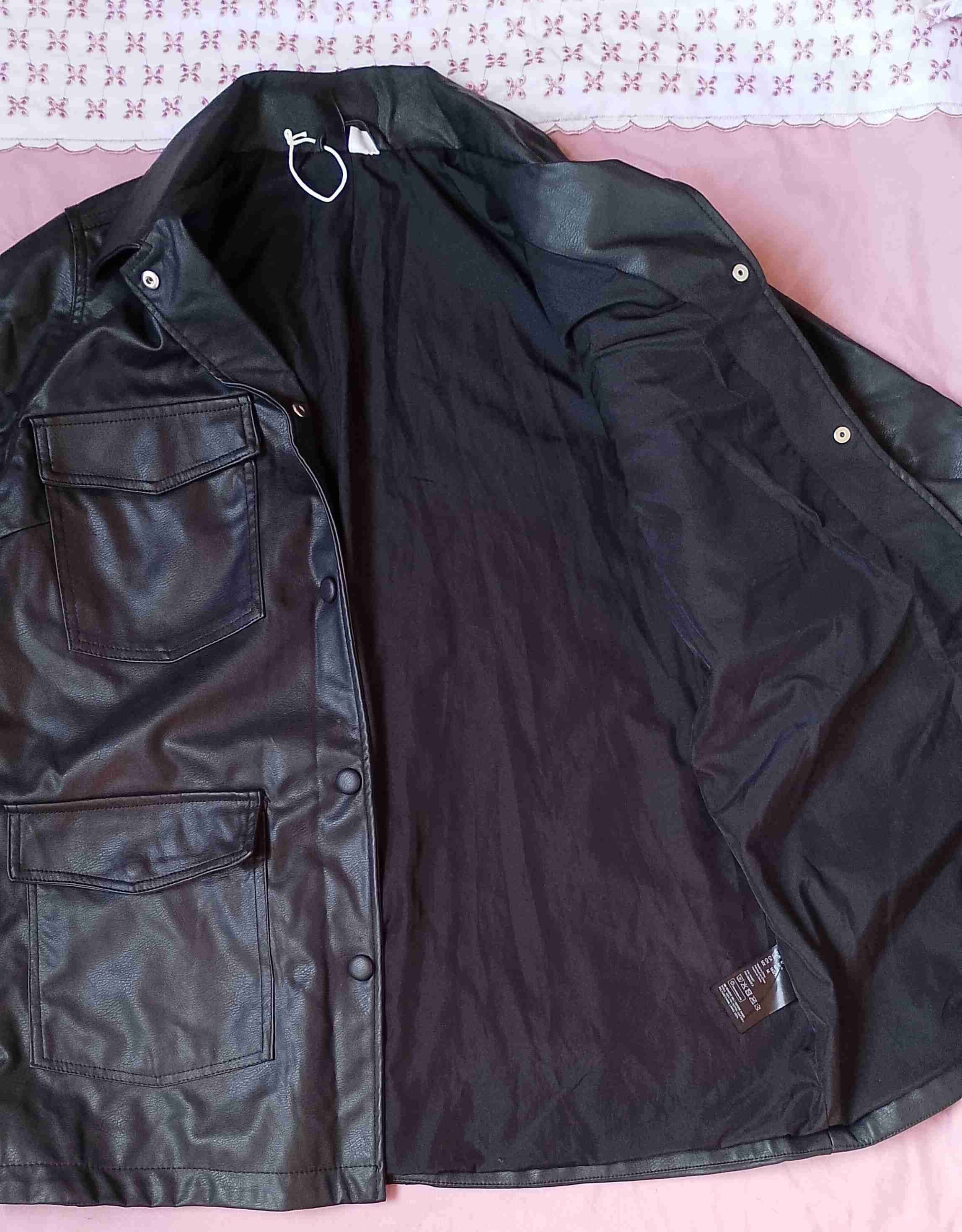 Chaqueta negra de cuero sintético - miniatura 3