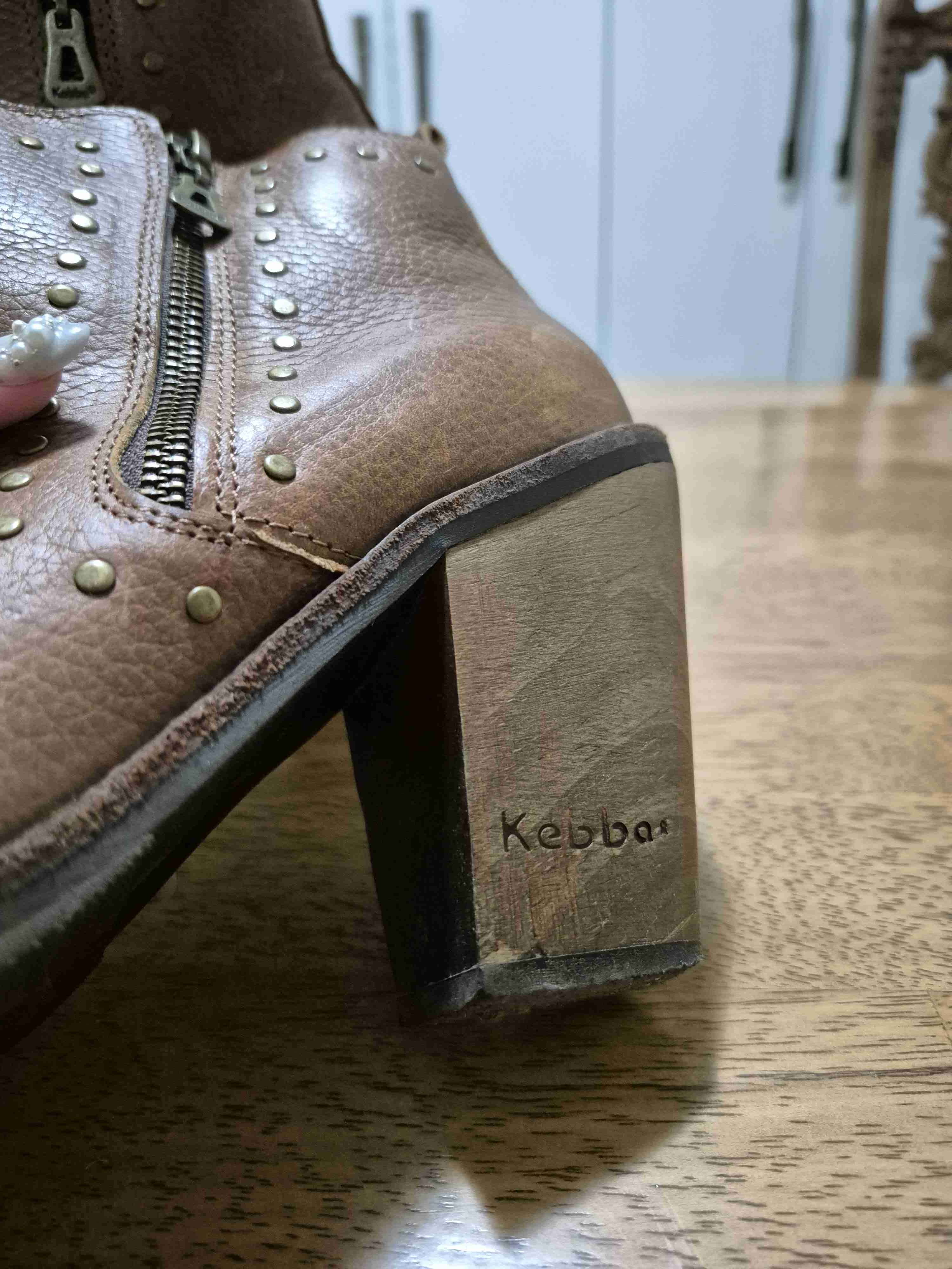 Botines de cuero marrón con tacón - miniatura 4