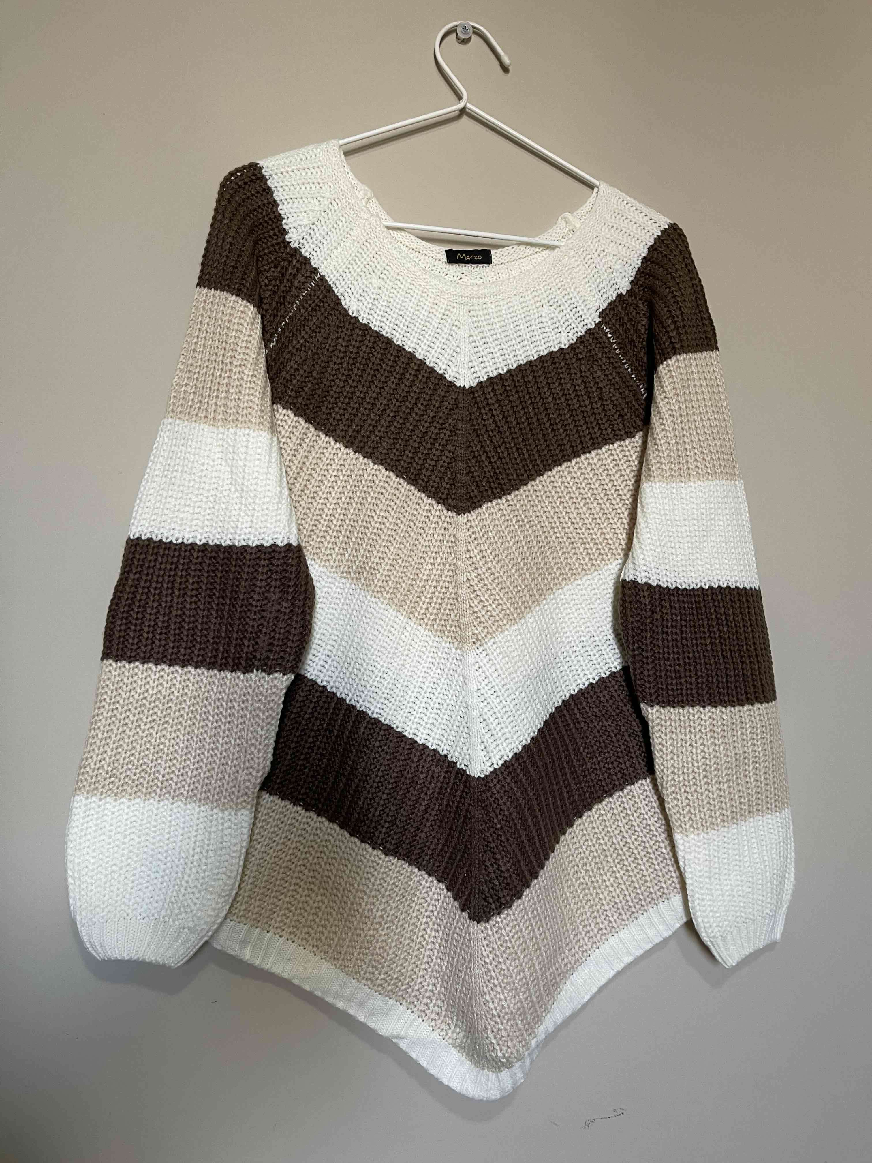 Suéter de rayas marrón y blanco - miniatura 2