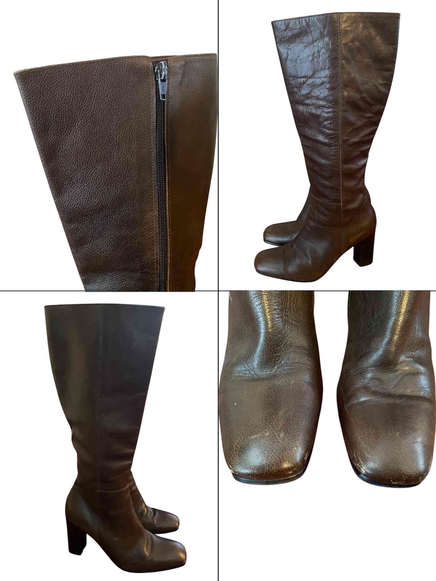 Botas altas de cuero marrón - miniatura 2