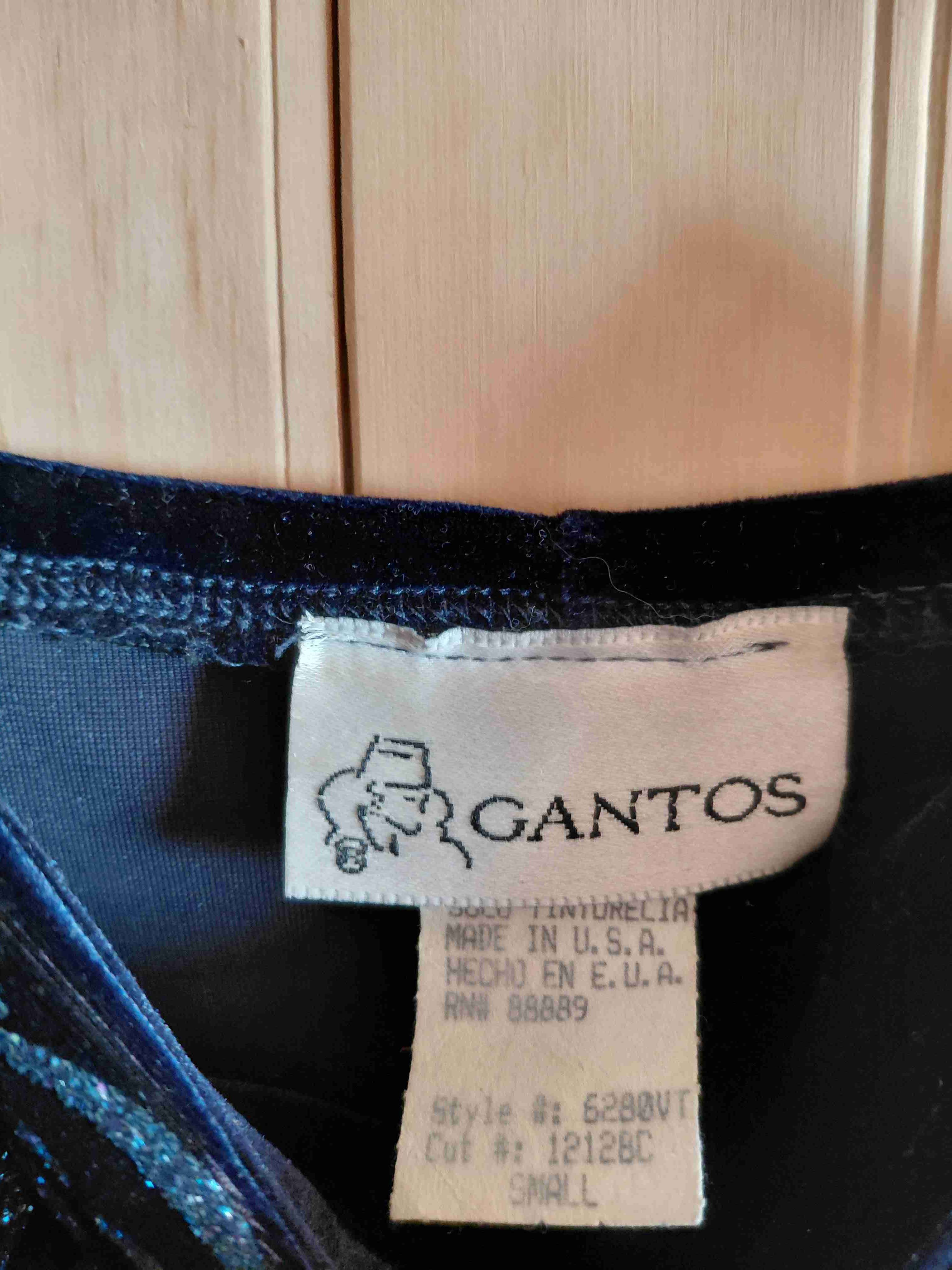 Vestido vintage largo azul marino de velour - miniatura 7