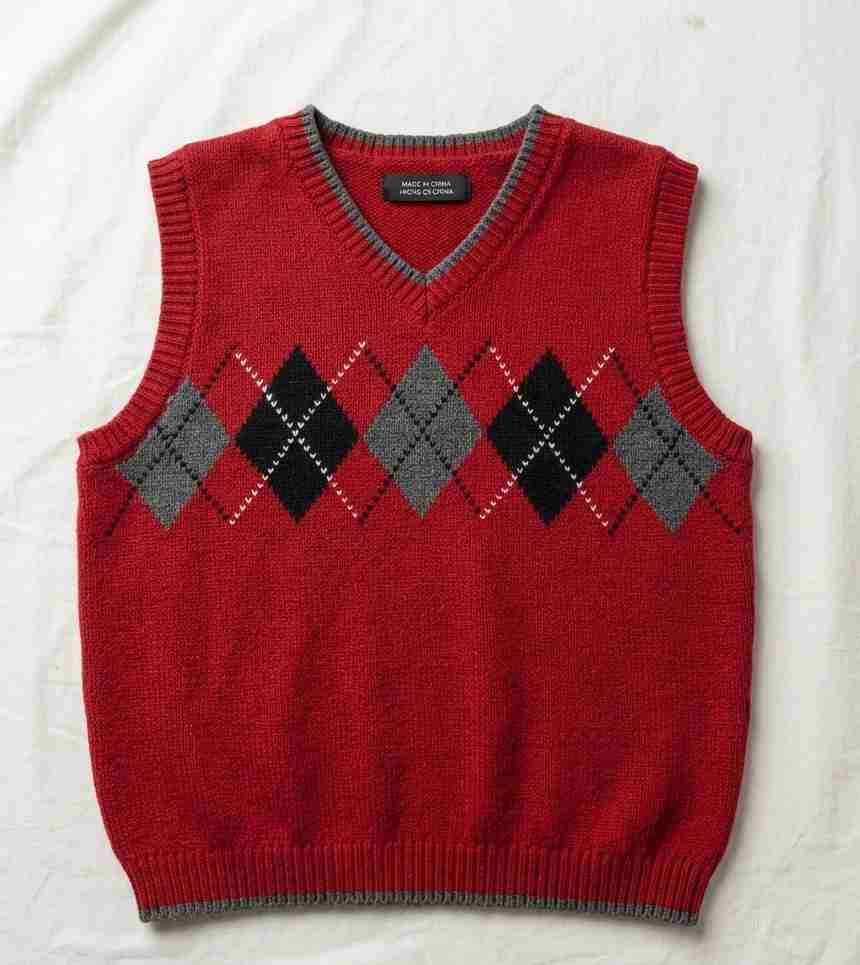 Chaleco sin mangas rojo argyle niño - miniatura 1