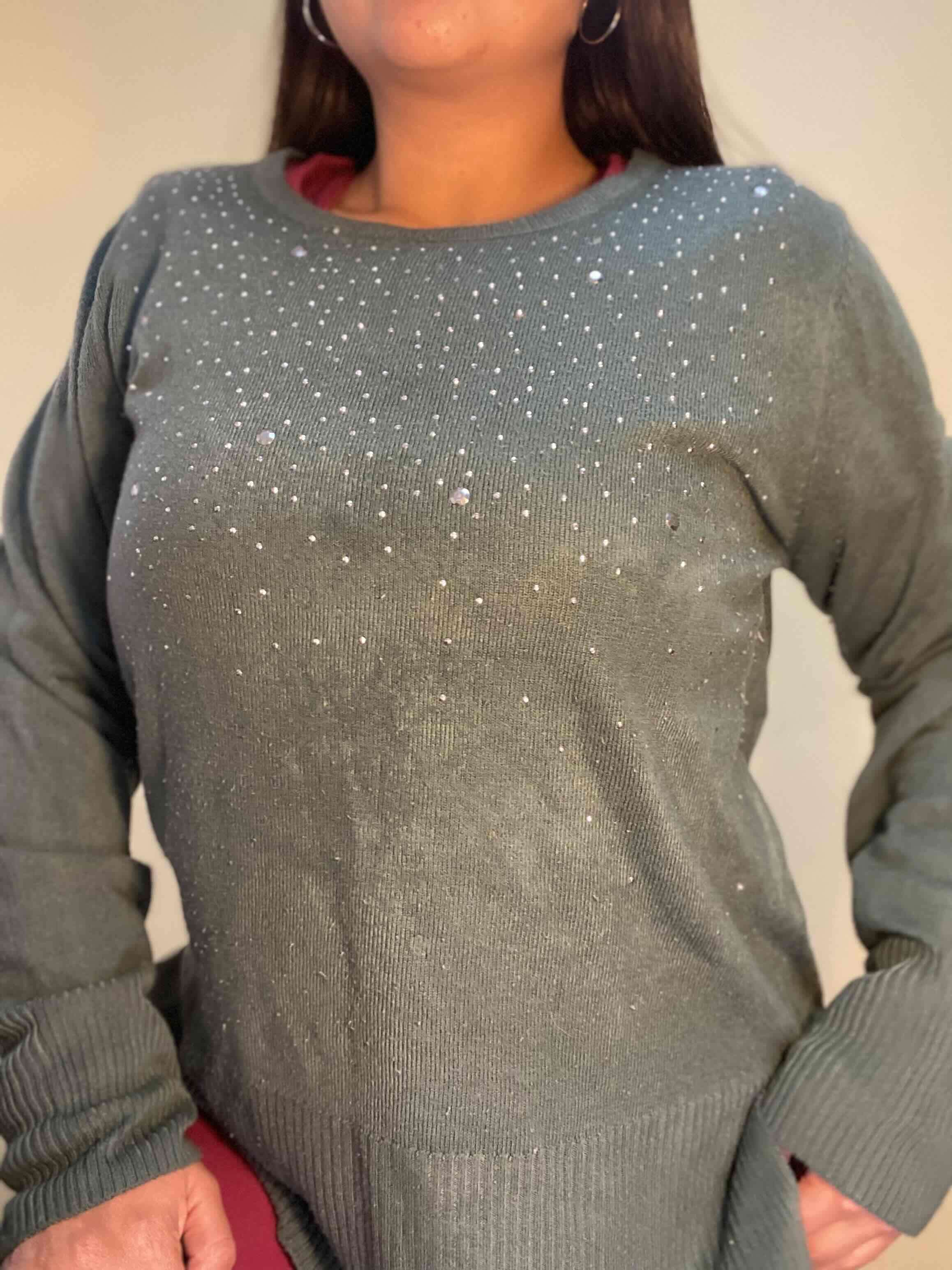 Suéter Verde con apliques brillantes - miniatura 2