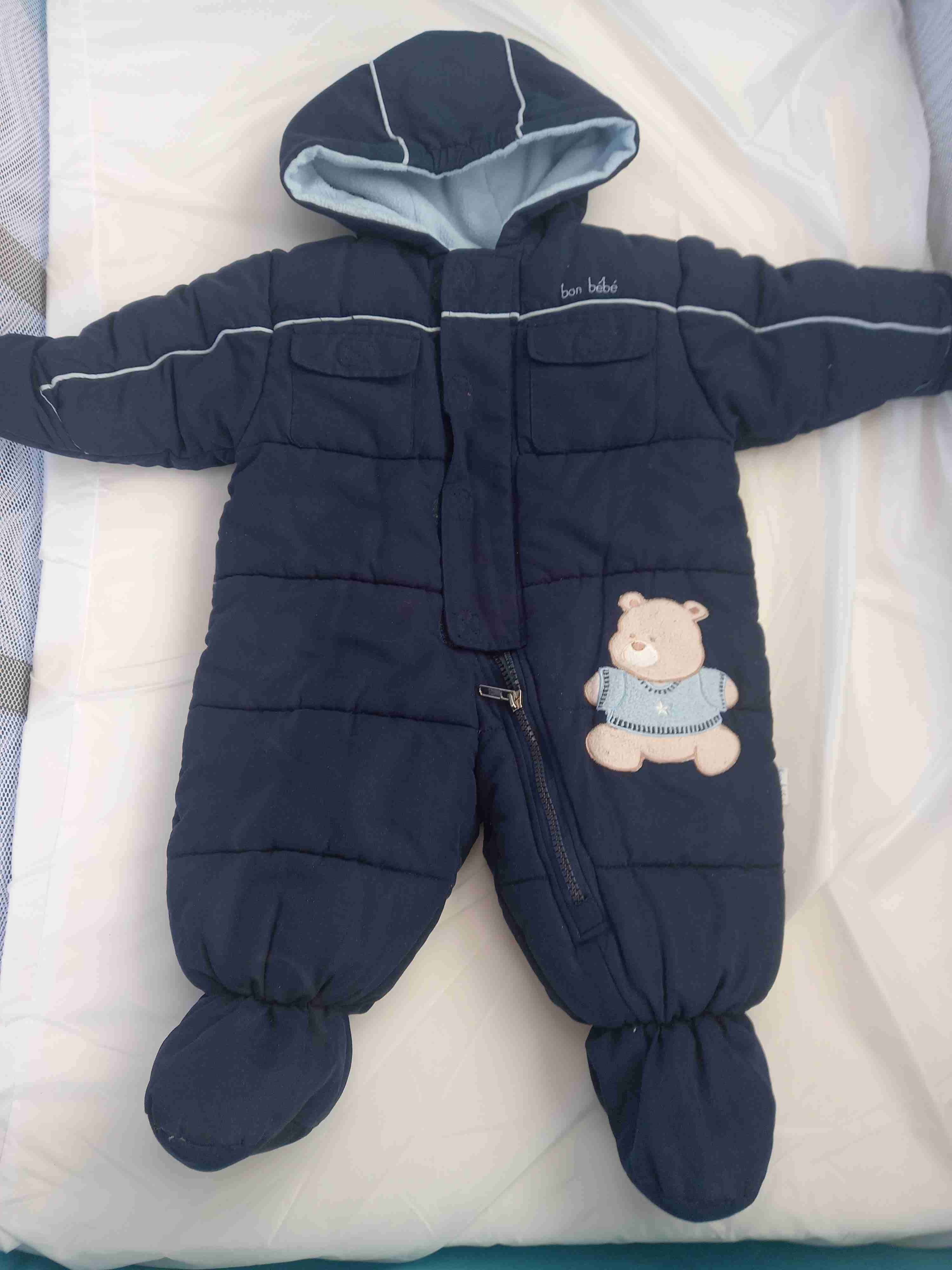 Enterito acolchado de bebé azul - miniatura 1