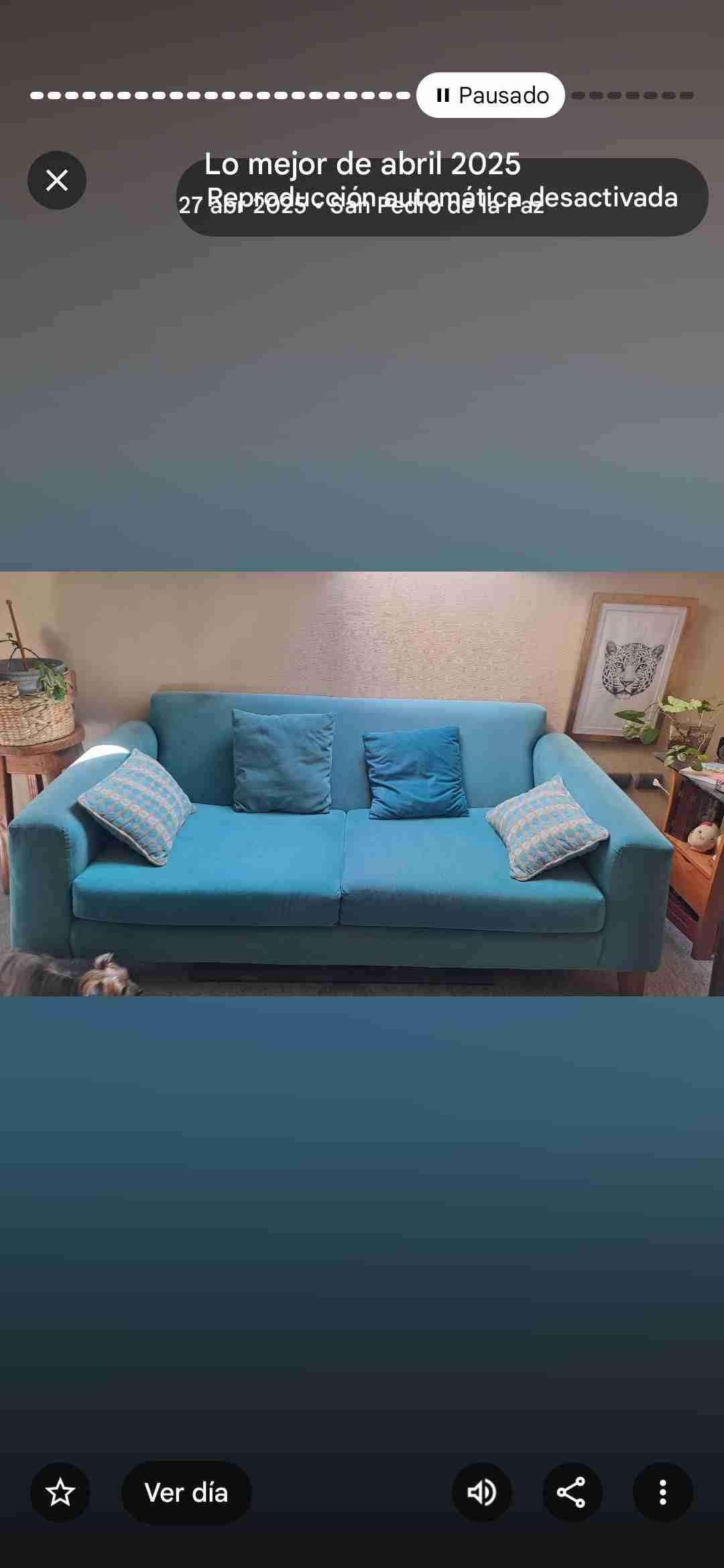 Sofá azul con cojines