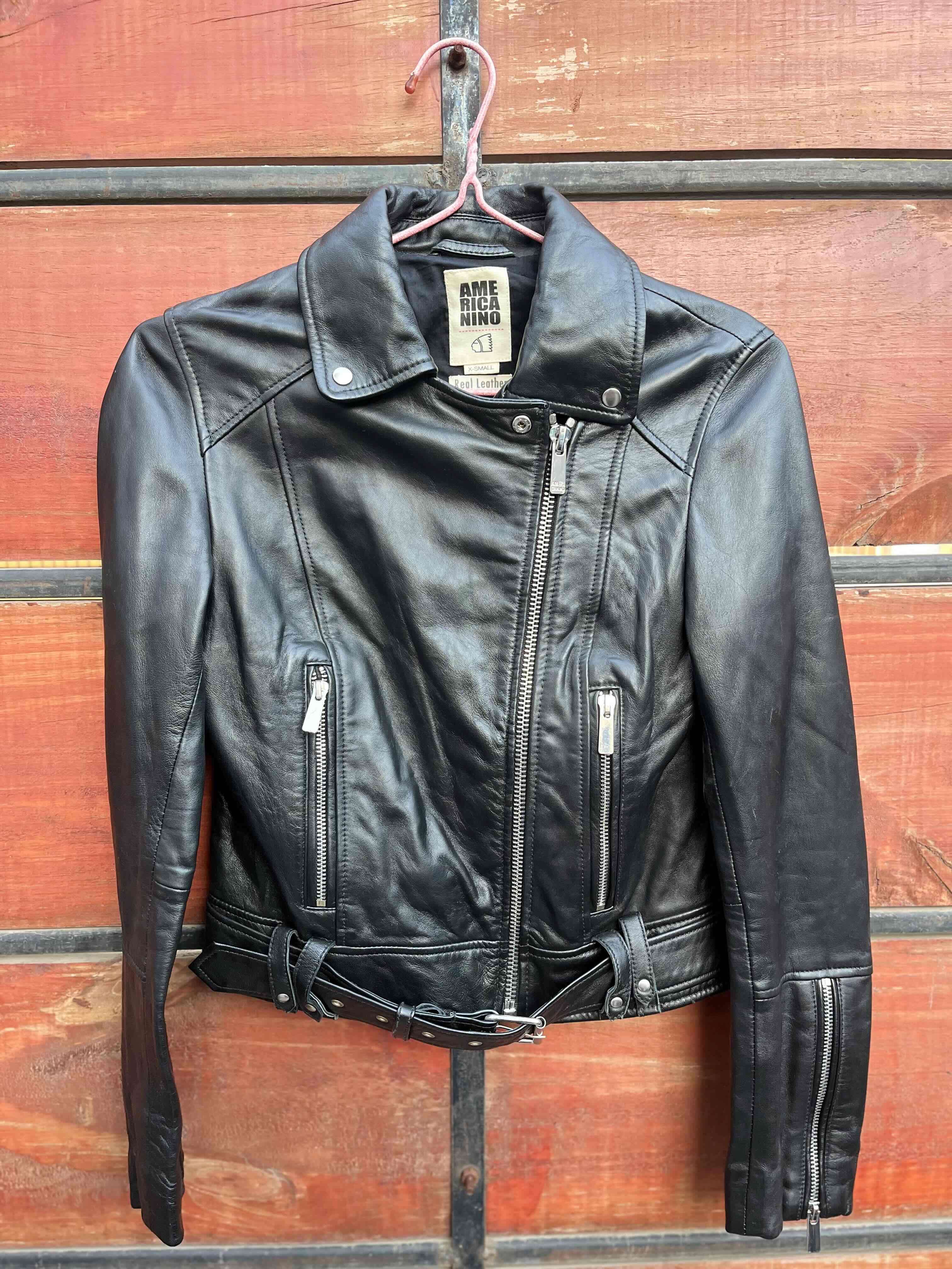 Chaqueta de cuero negro Americano - miniatura 2