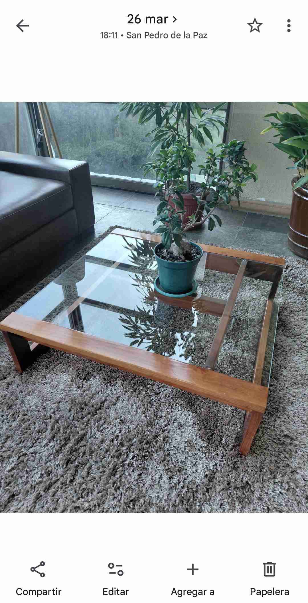 Mesa de centro madera y vidrio - miniatura 1