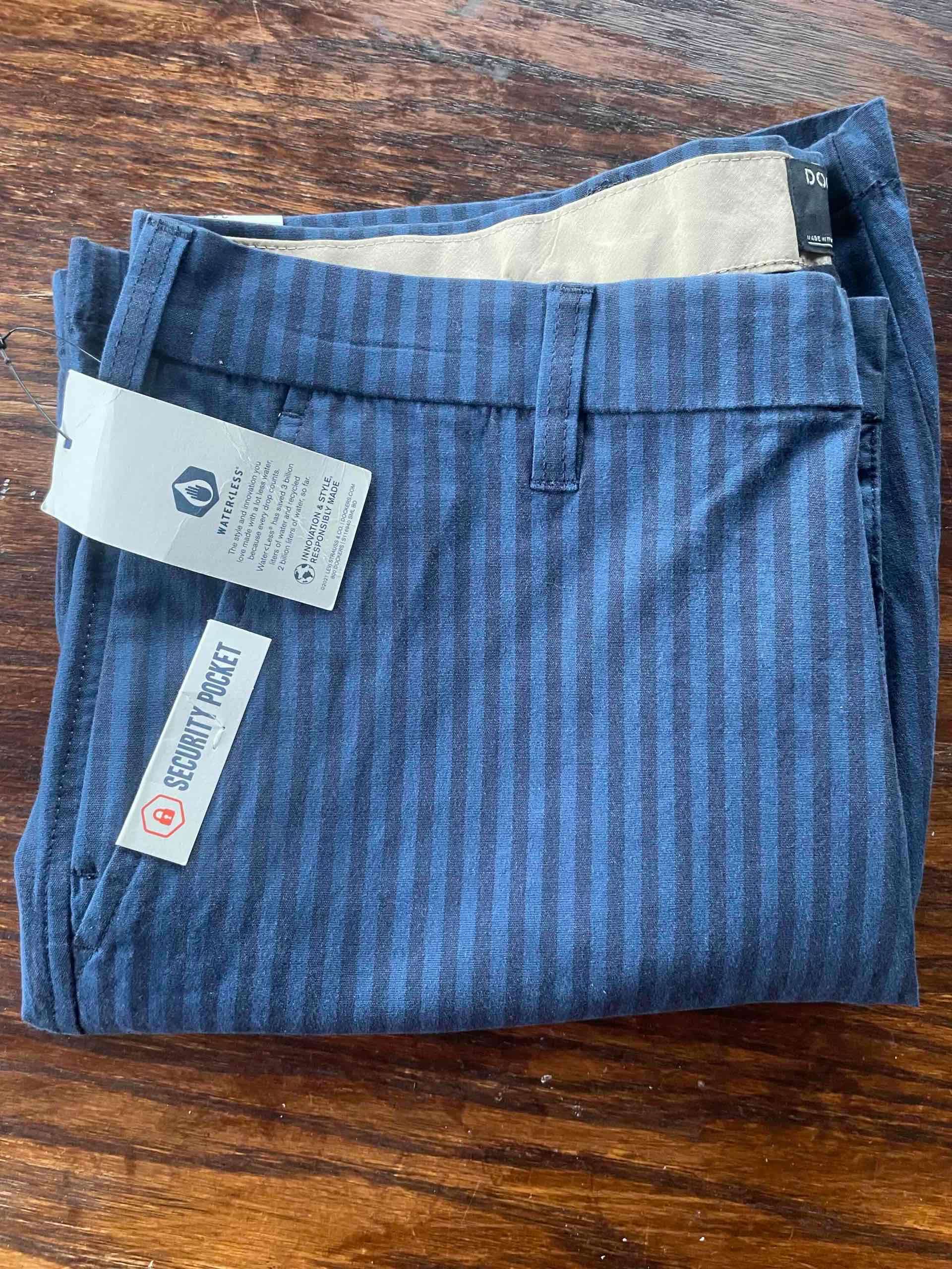 Pantalones a rayas azul oscuro - miniatura 1