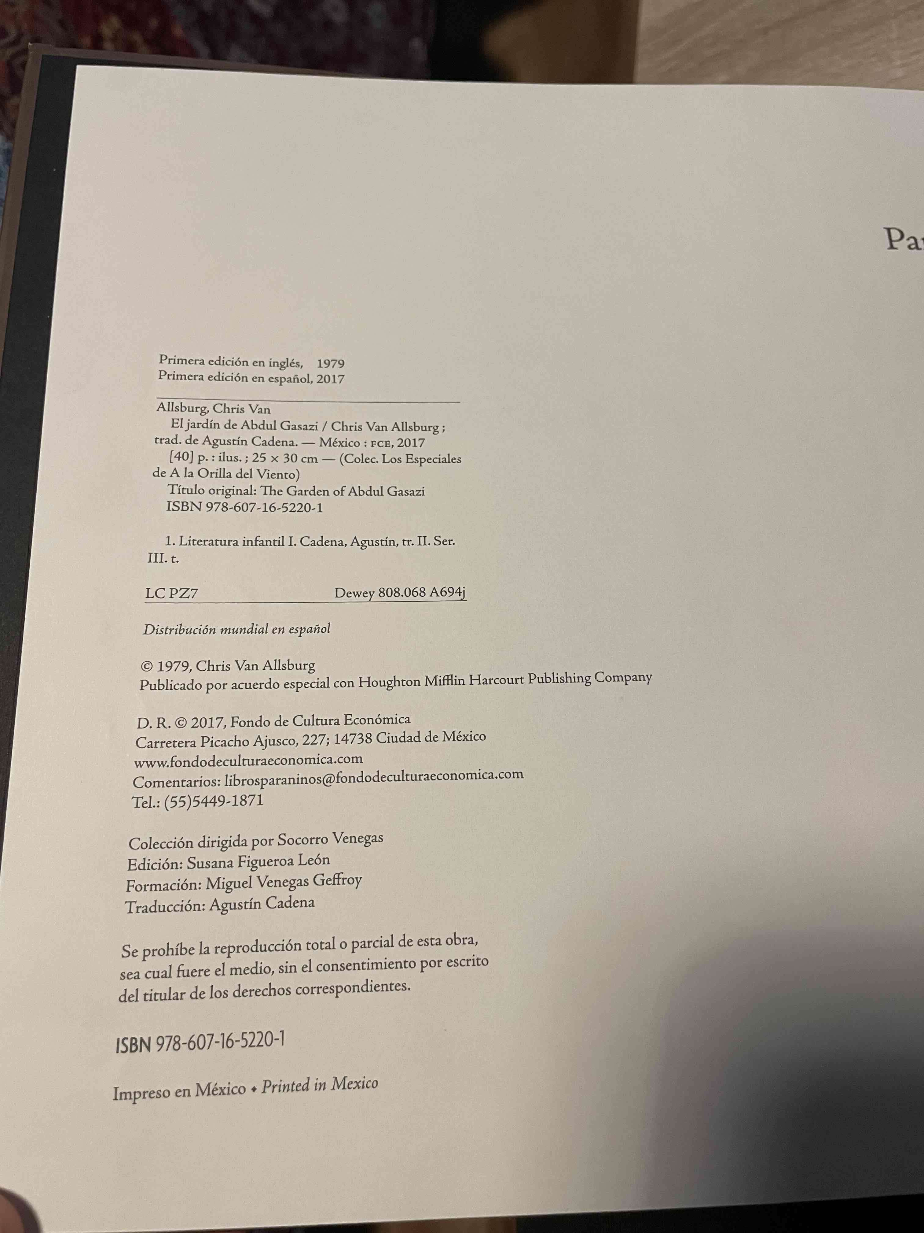 Libro 'El Jardín de Abdul Gasazi' - miniatura 2