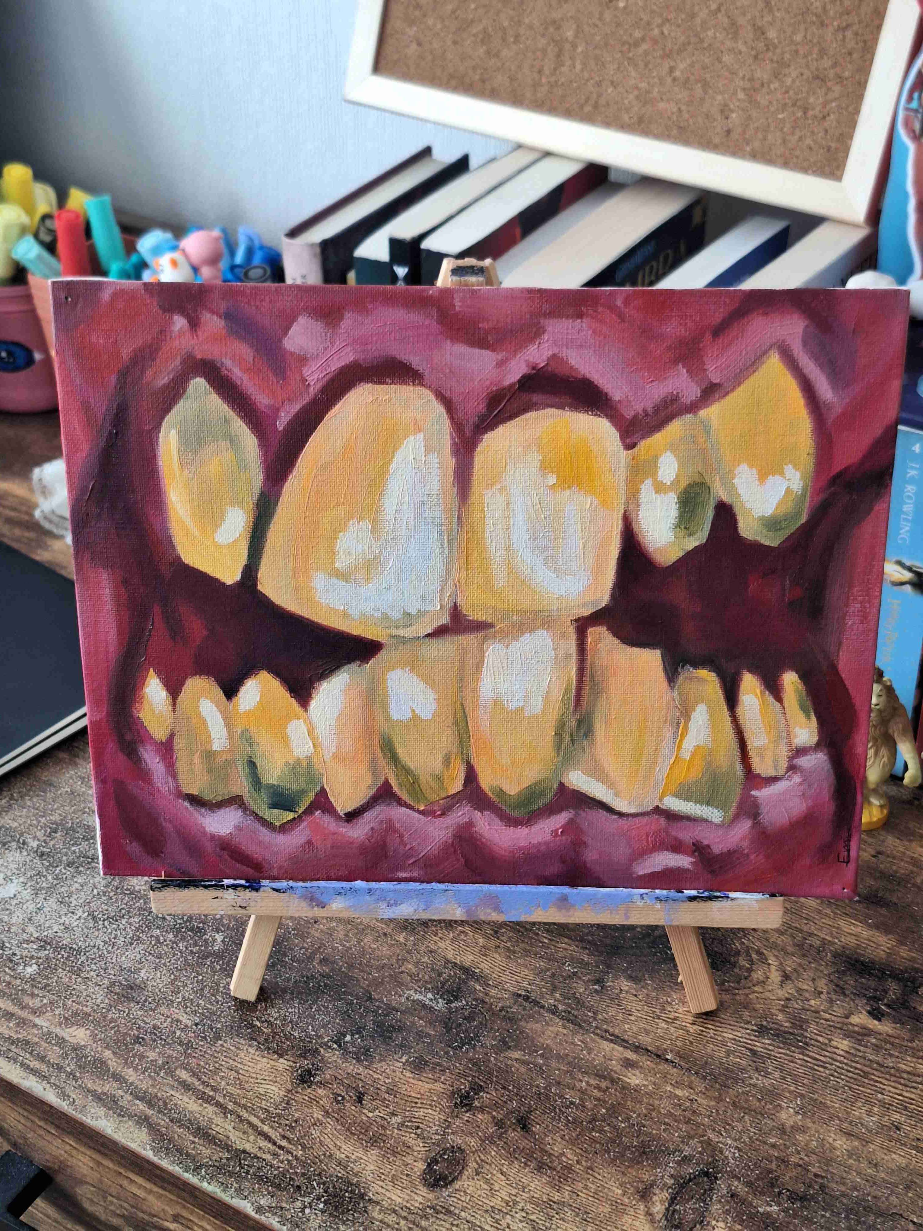 Pintura arte dientes en óleo