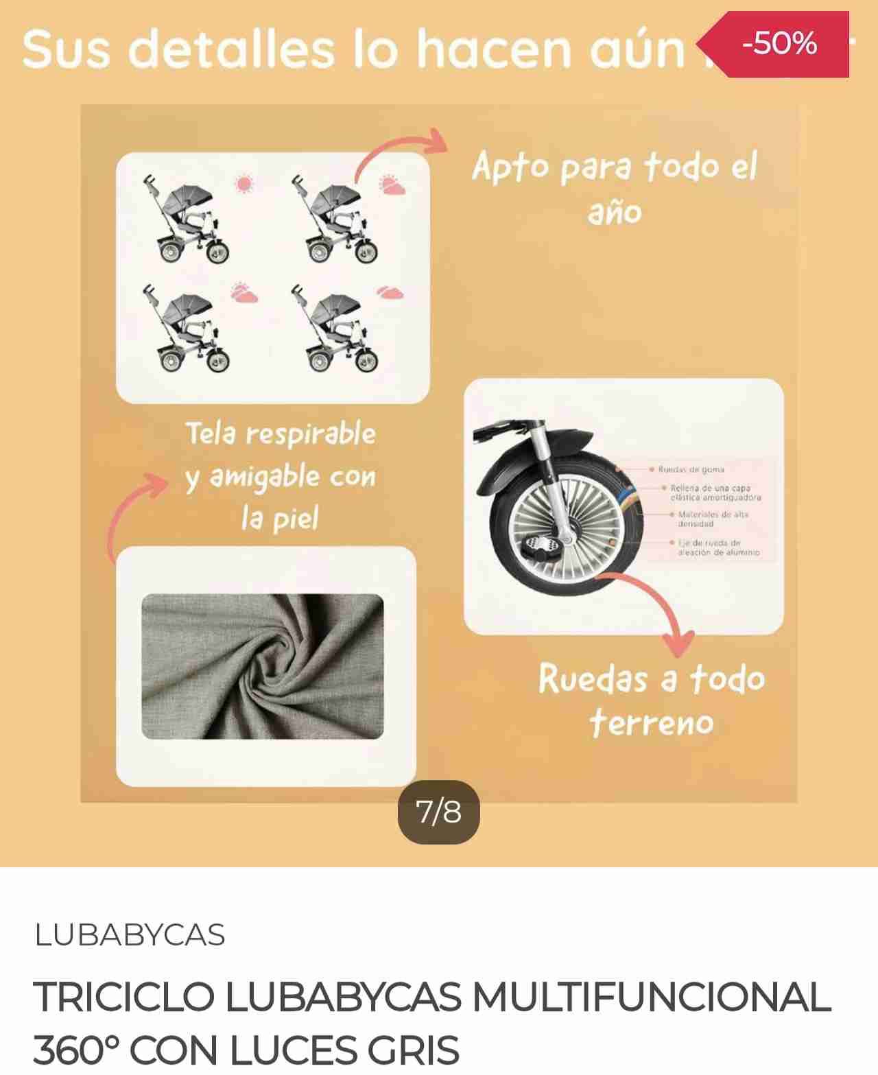 Triciclo Lubabycas con toldo ajustable - miniatura 3