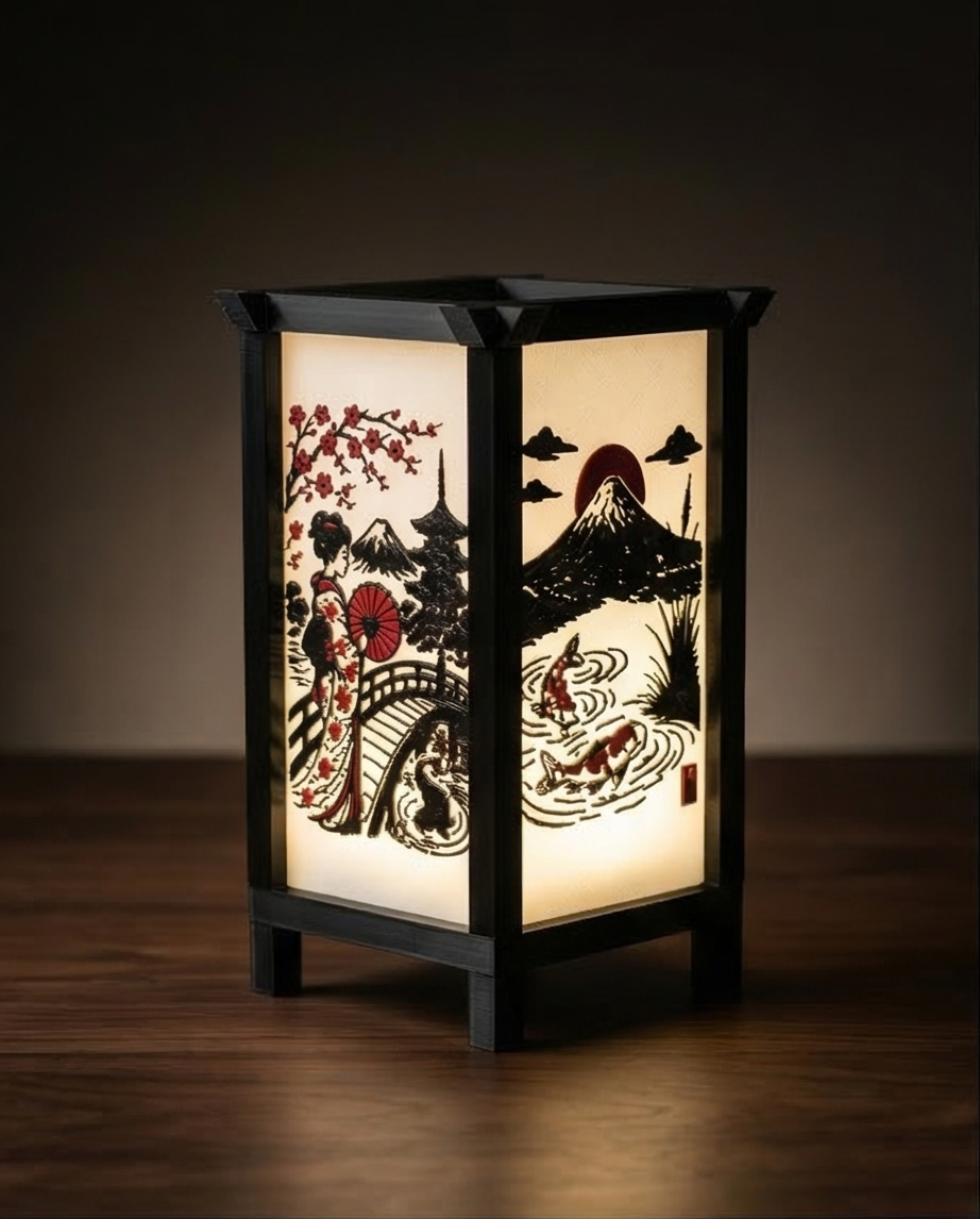 Lámpara decorativa japonesa 3D - miniatura 1