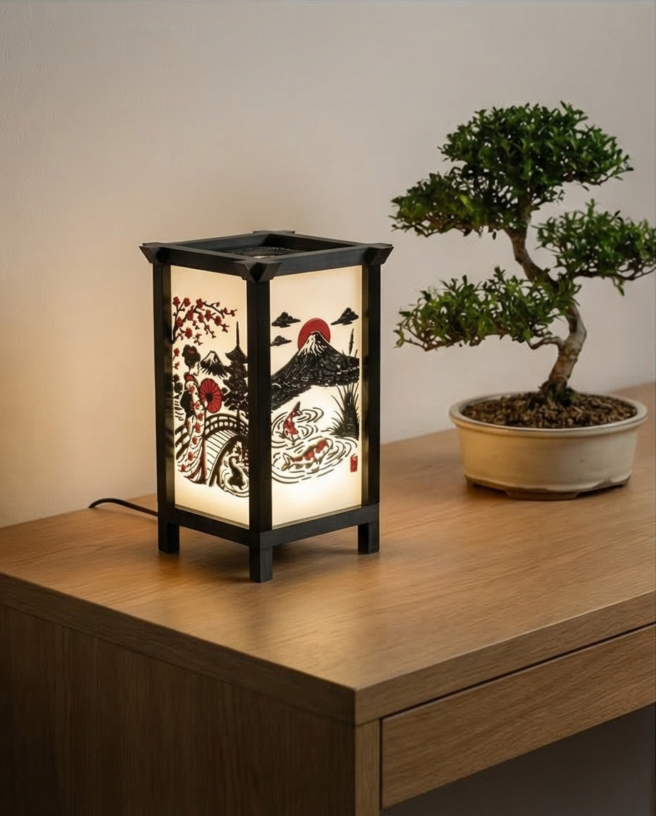Lámpara decorativa japonesa 3D - miniatura 3