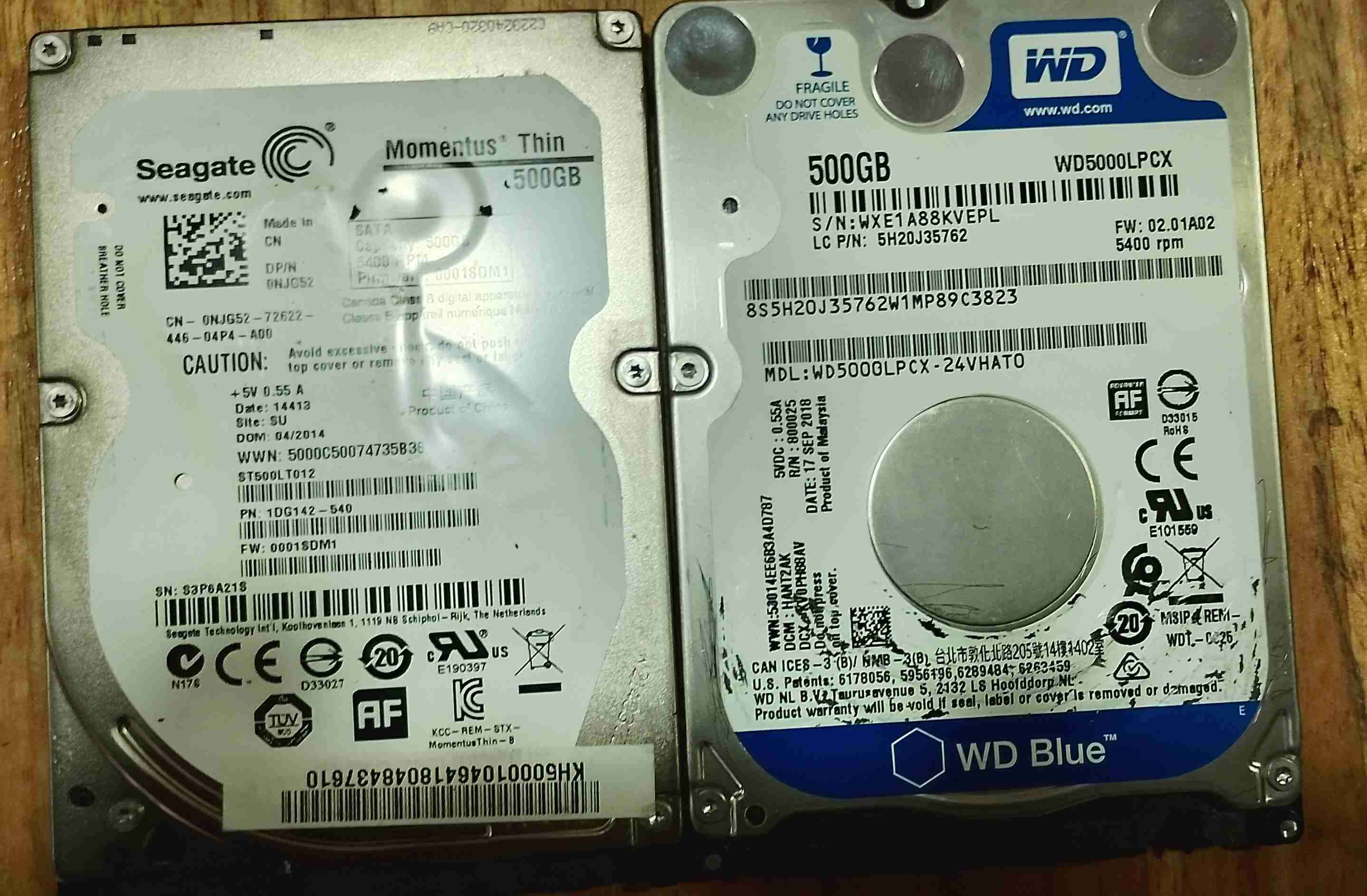 Discos duros 500GB Seagate y WD