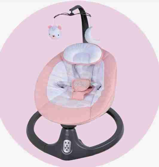 Silla mecedora para bebé rosa - miniatura 1