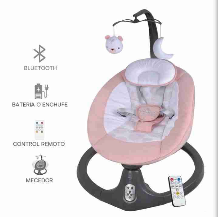 Silla mecedora para bebé rosa - miniatura 2