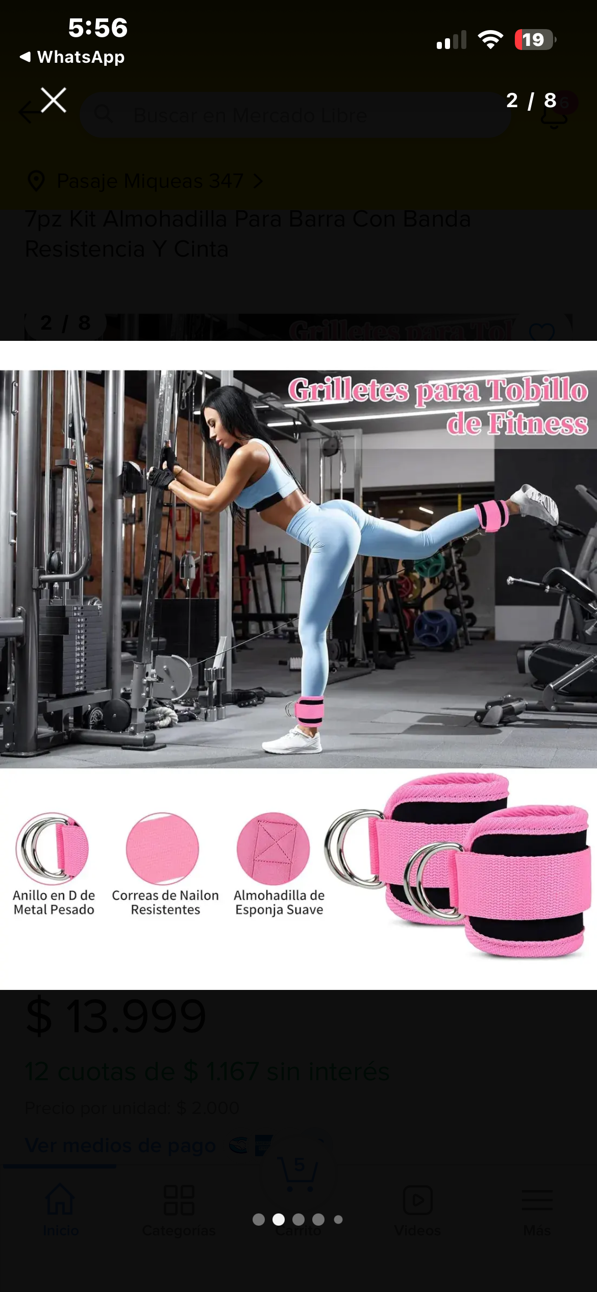 Set de gym almohadilla, banda, tobillera . - miniatura 2