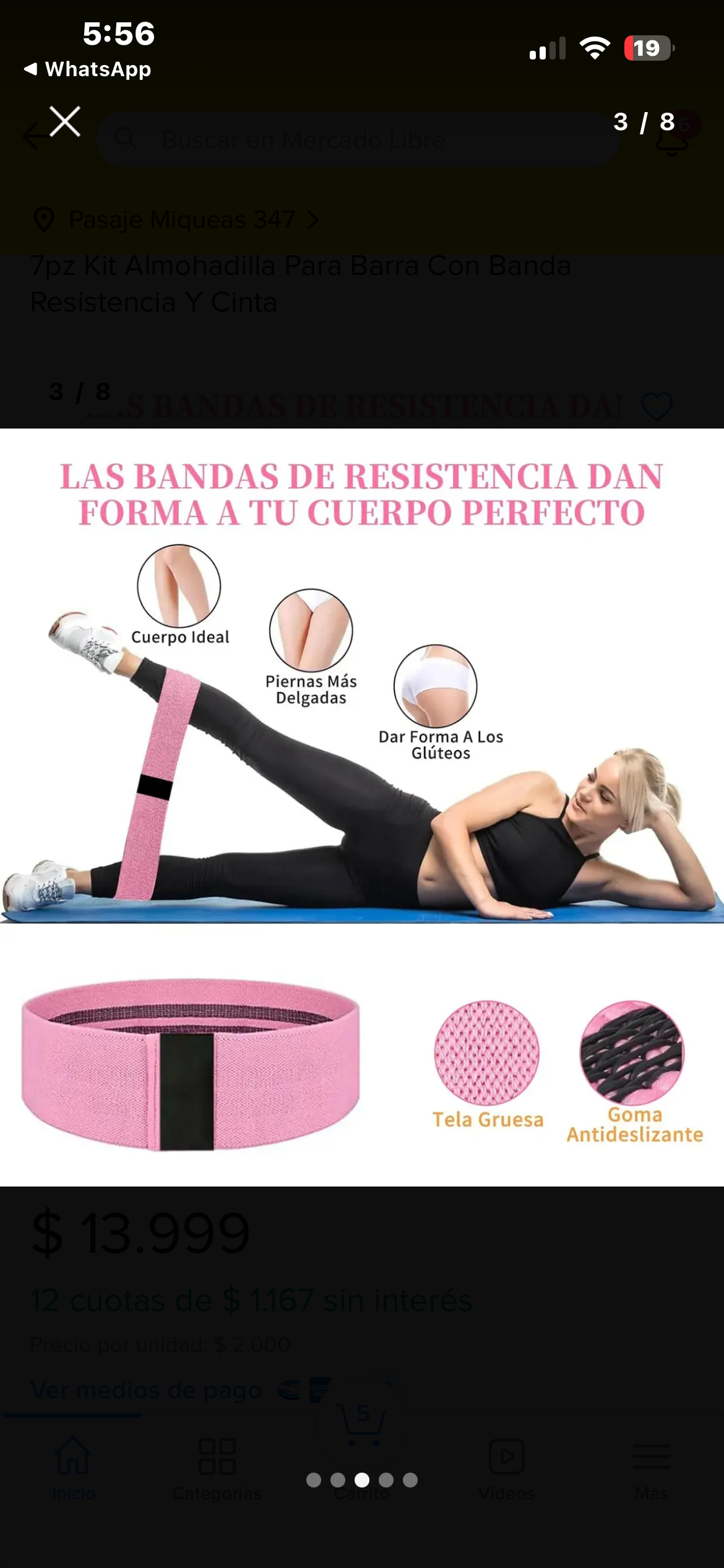 Set de gym almohadilla, banda, tobillera . - miniatura 3