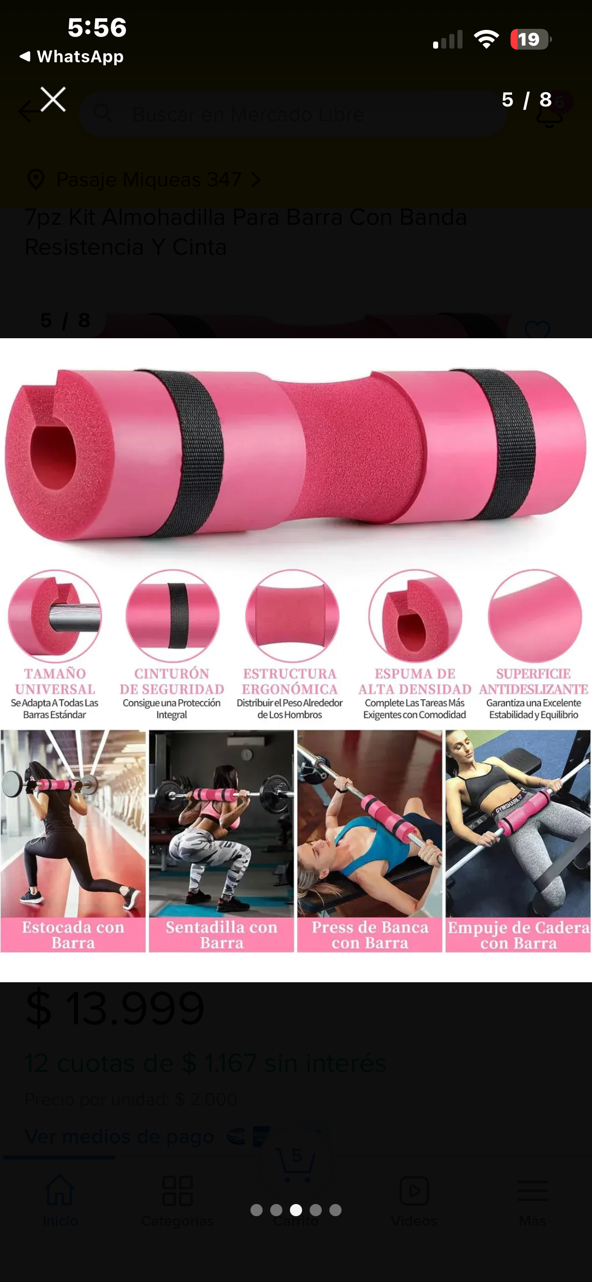 Set de gym almohadilla, banda, tobillera . - miniatura 4