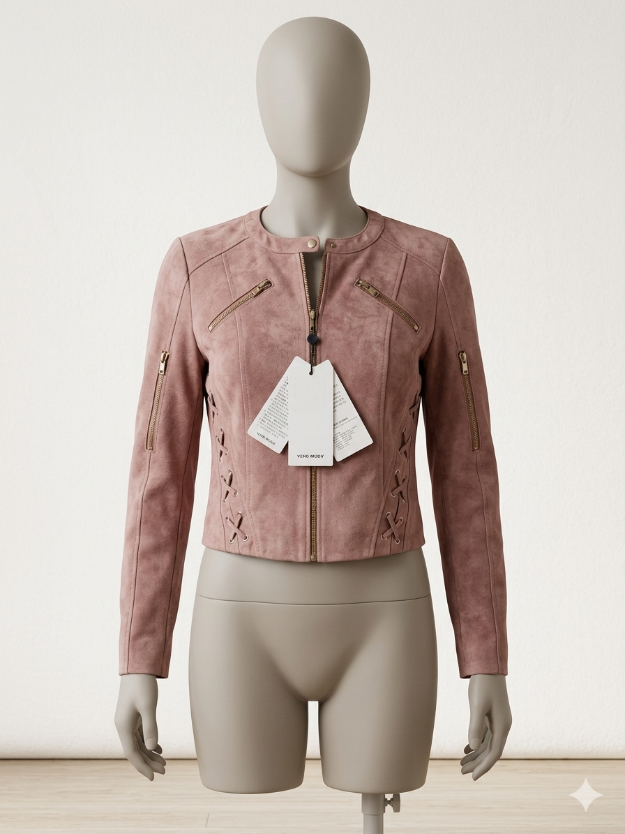 Chaqueta rosa de gamuza sintética - miniatura 4