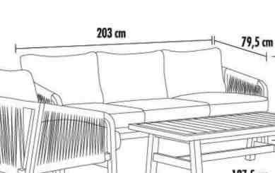 Sofá 3 cuerpos Madera - beige - miniatura 2