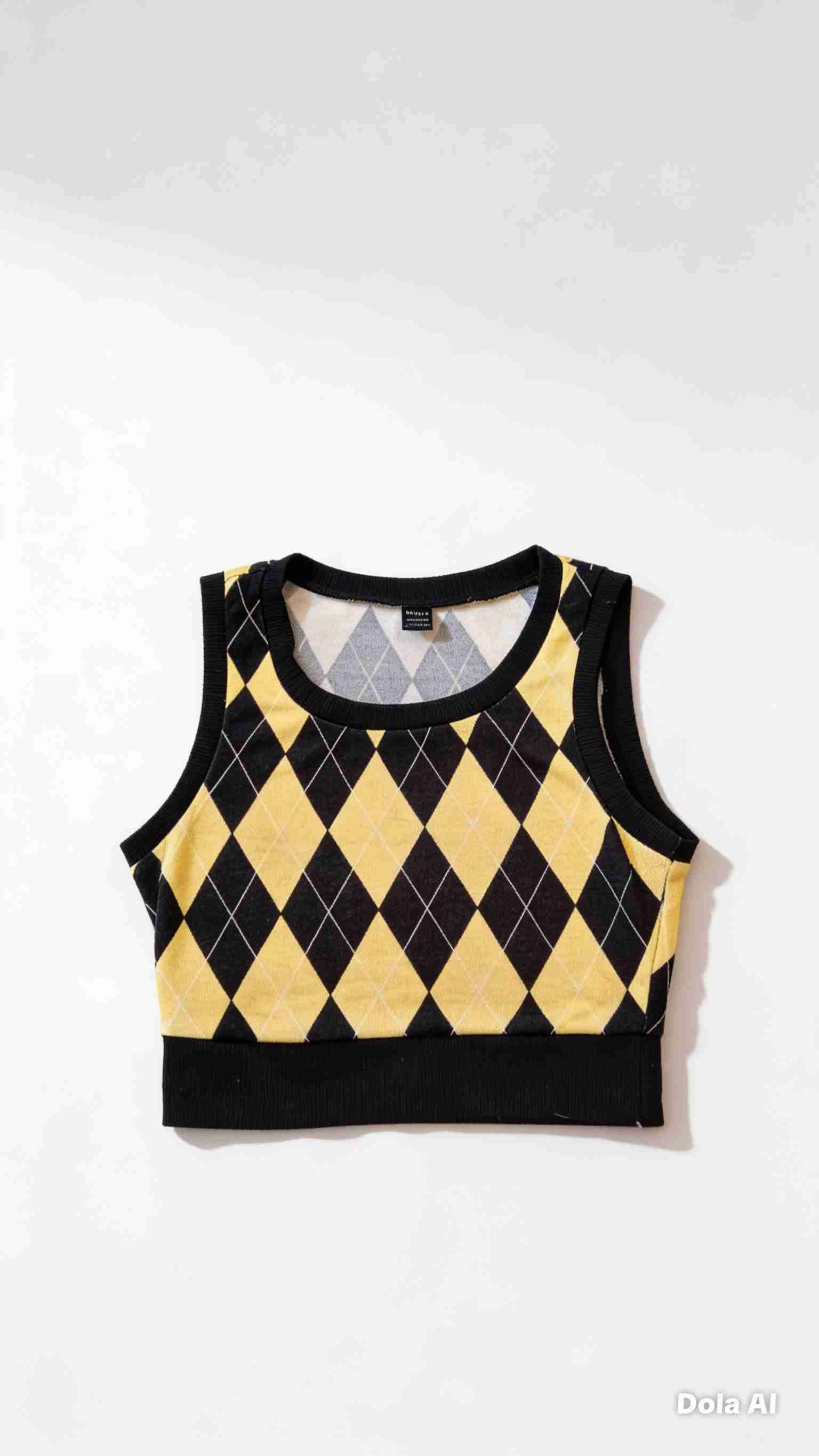 Top sin mangas rombos amarillo y negro