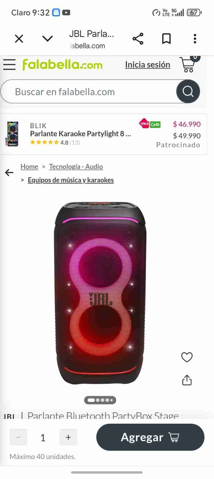 Parlante portátil grande negro - miniatura 3