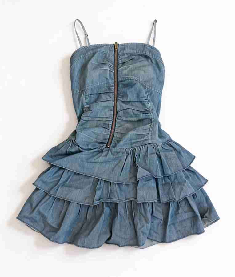 Vestido denim volantes
