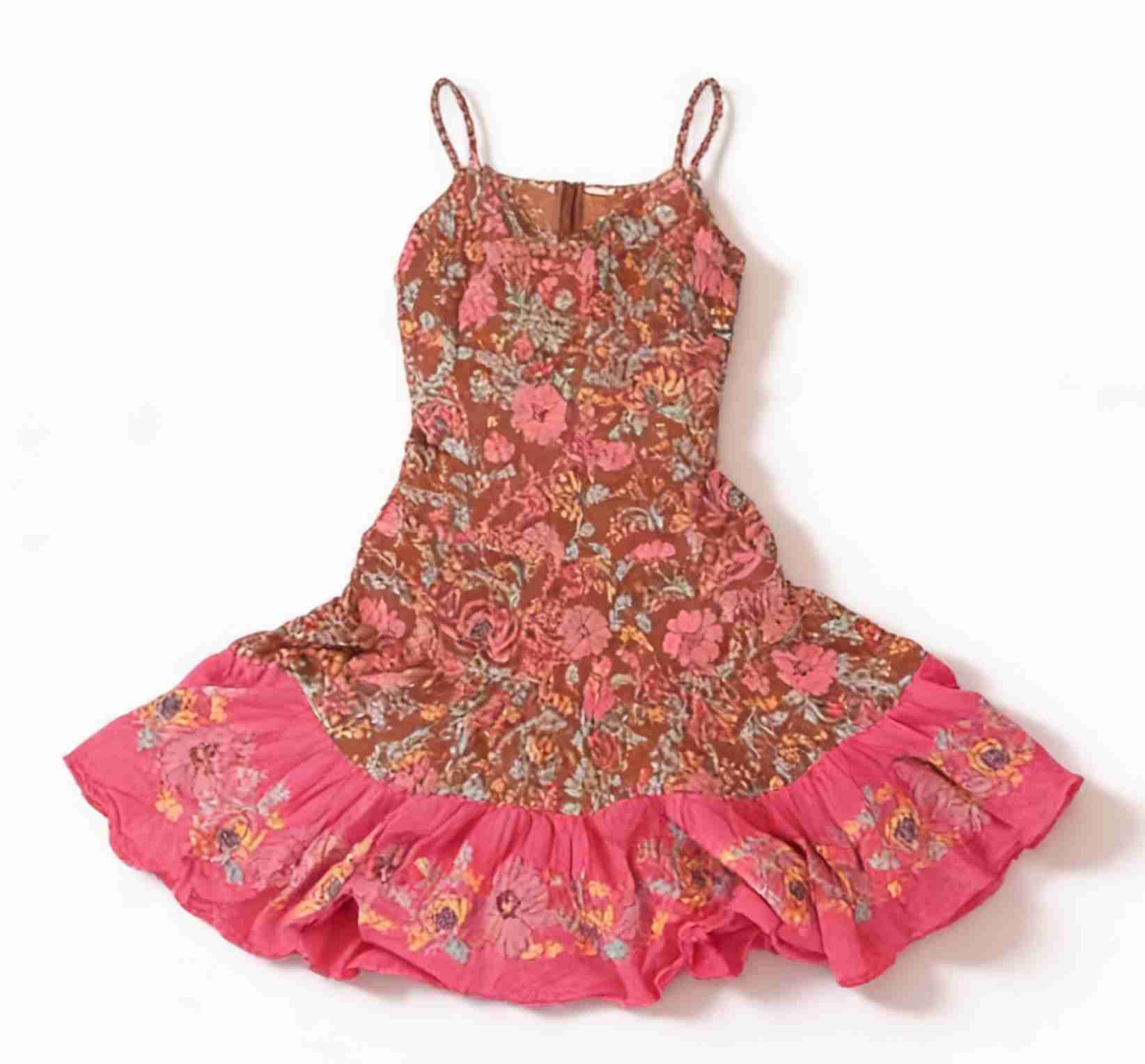 Vestido floral marrón y rosado