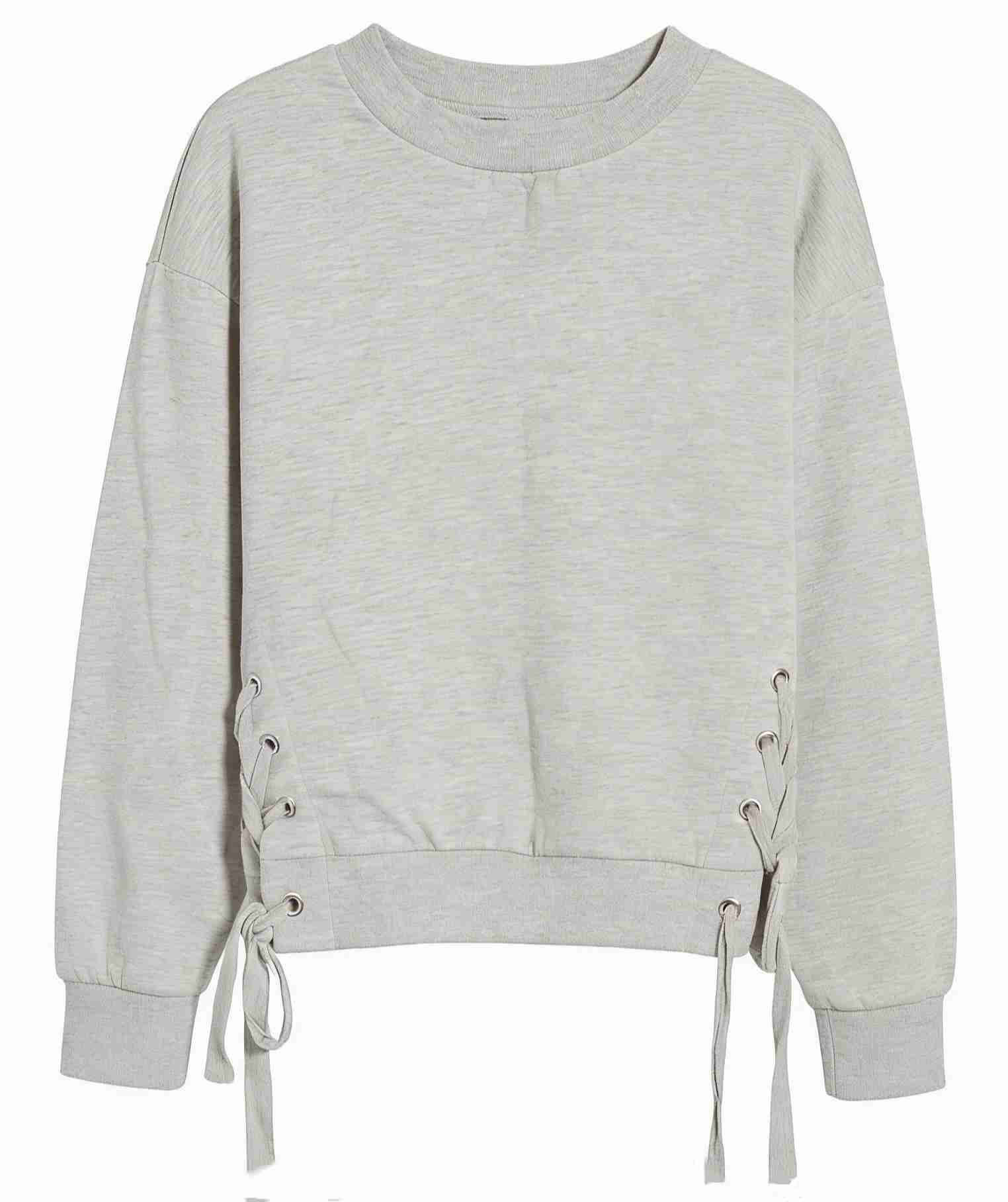 Polerón gris con detalles de lazo