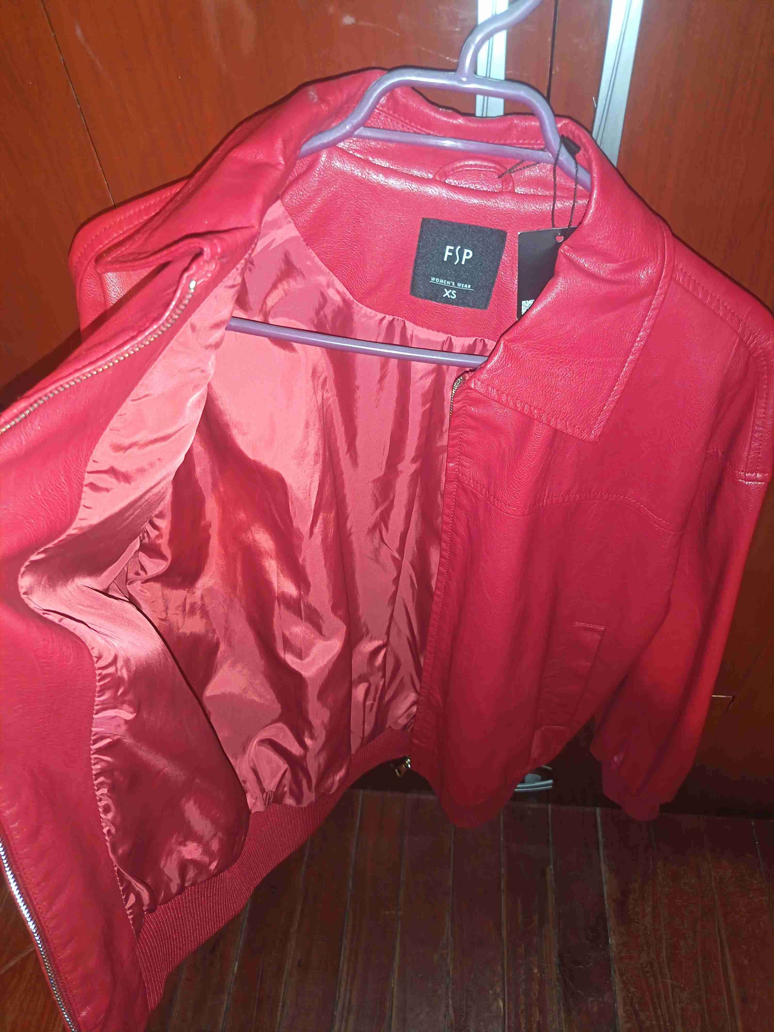 Chaqueta roja de cuero XS mujer - miniatura 1
