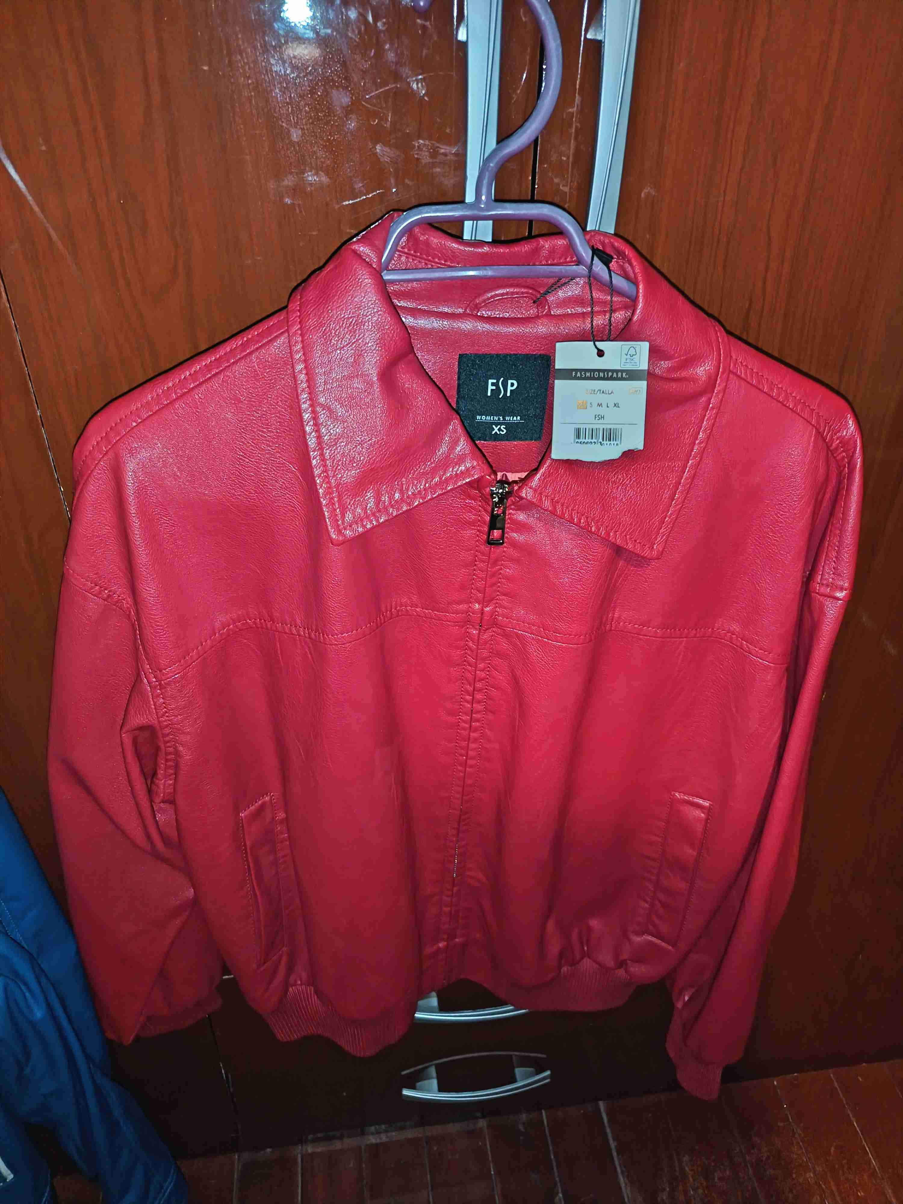 Chaqueta roja de cuero XS mujer - miniatura 4