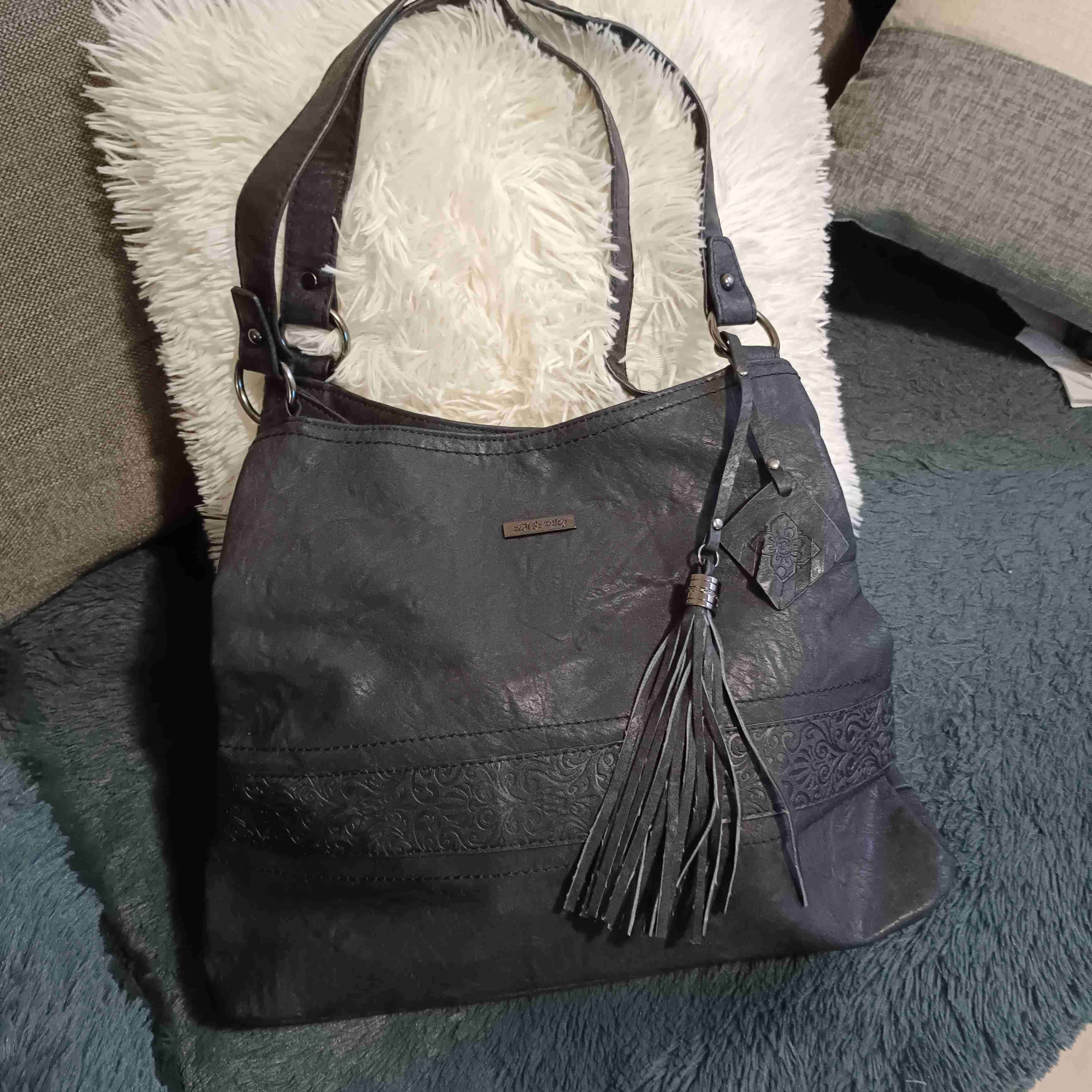 Cartera negra con flecos - miniatura 1