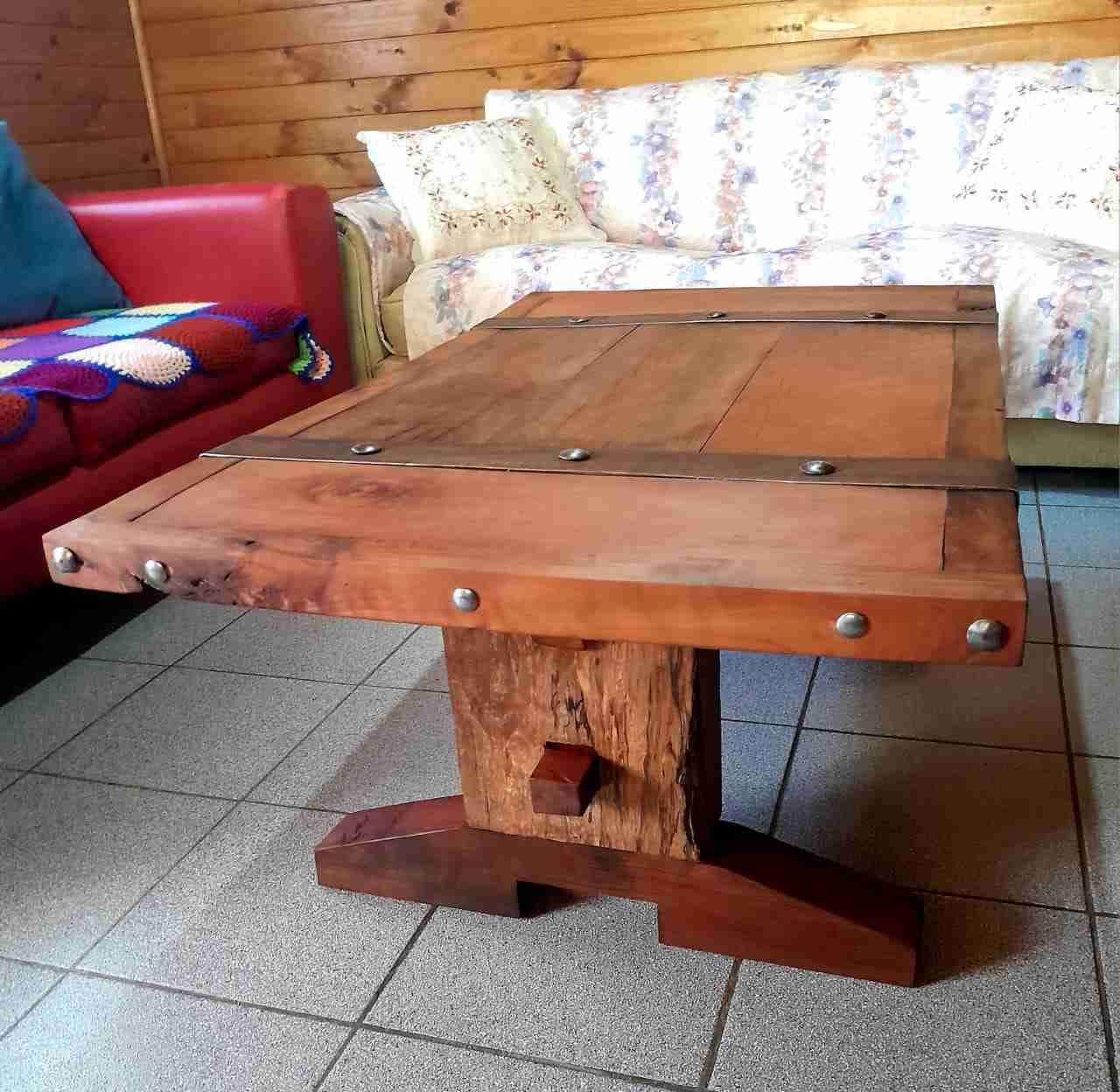 Mesa de centro rústica de madera Roble - miniatura 1