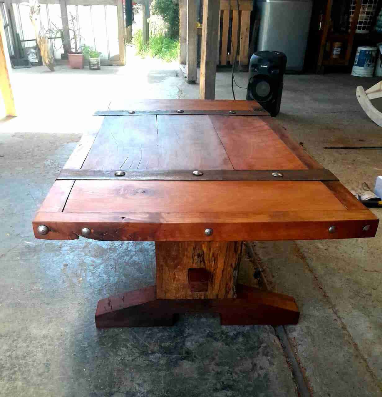 Mesa de centro rústica de madera Roble - miniatura 4