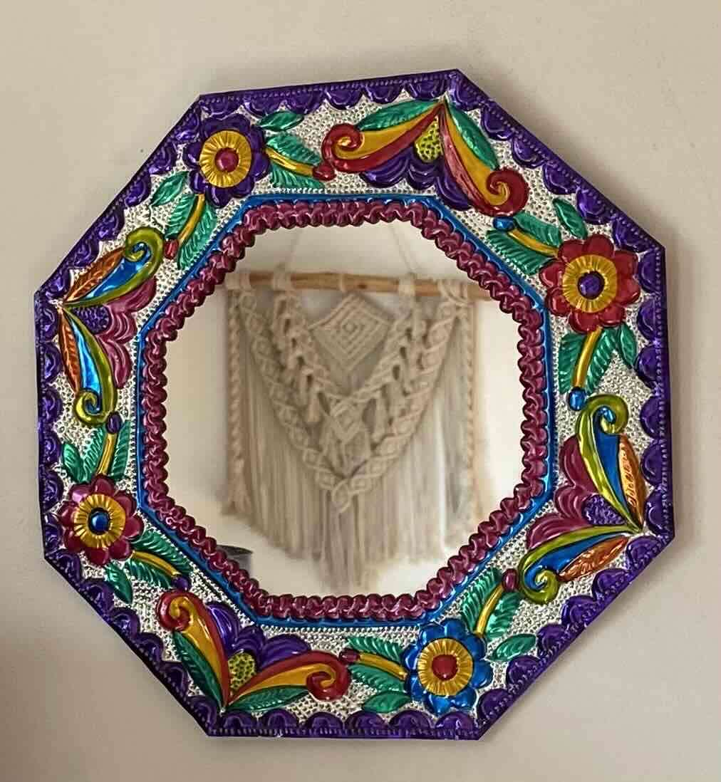 Espejo mexicano octagonal decorativo hojalata
